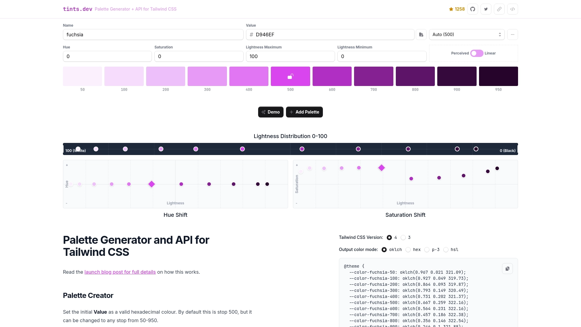 Tints.dev website screenshot
