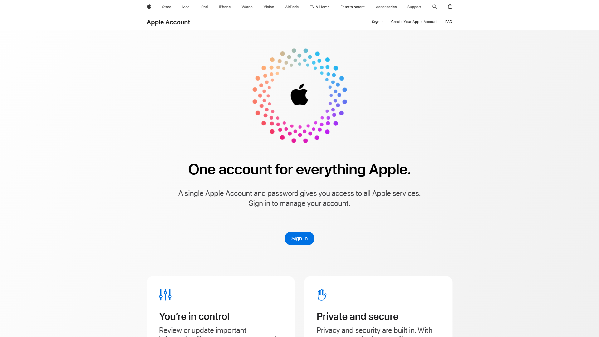 Apple Account website screenshot
