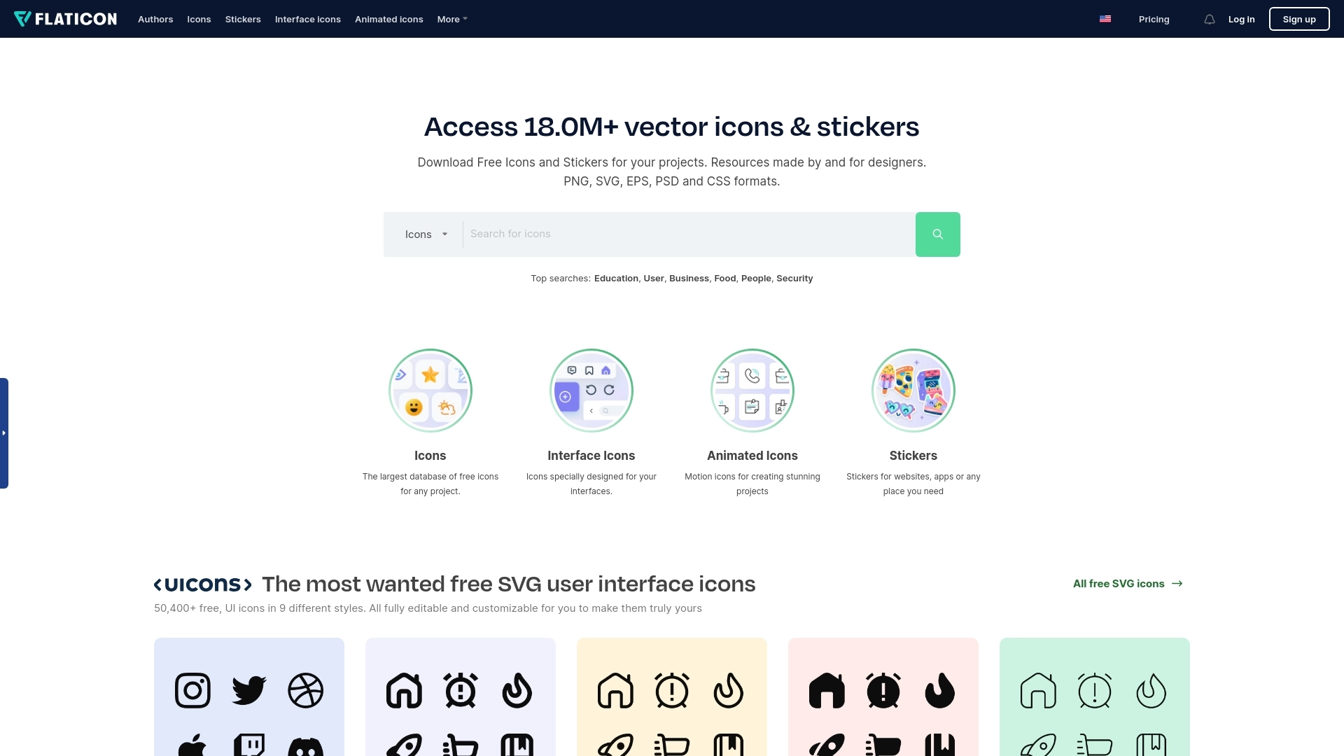 Flaticon website screenshot