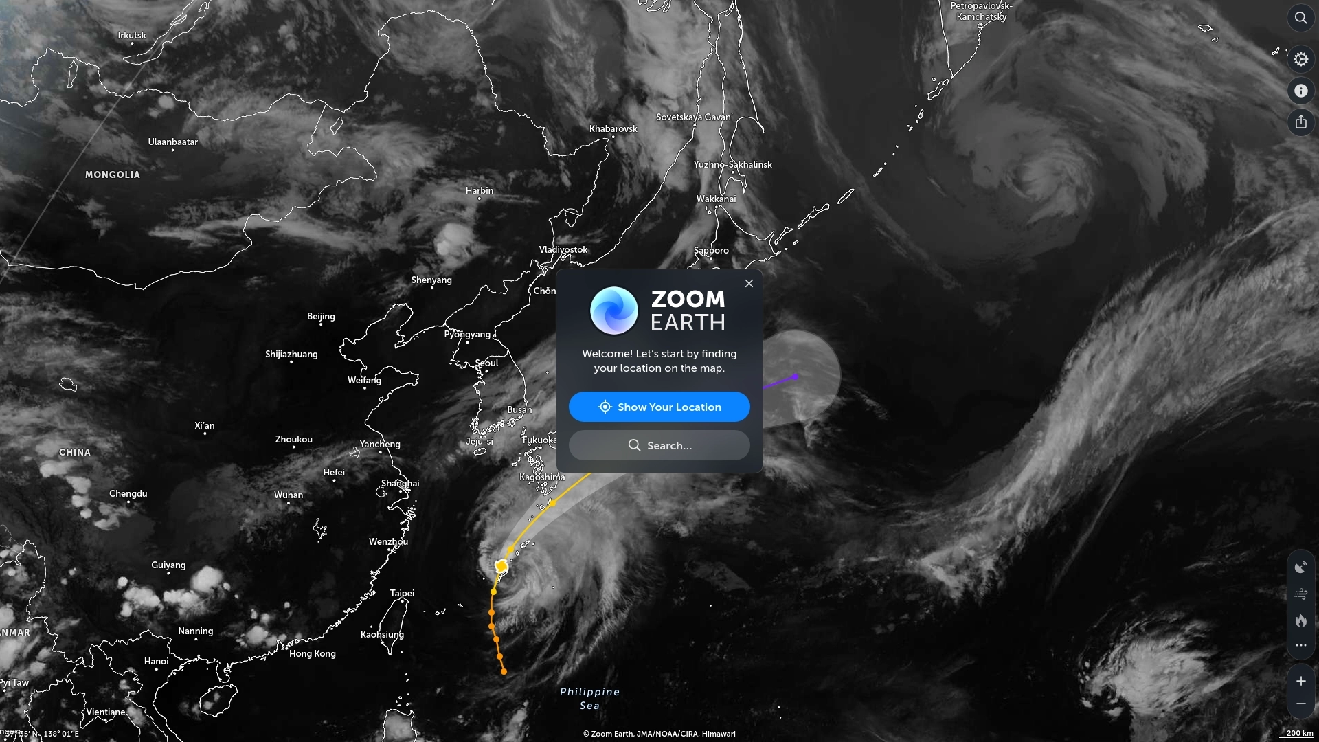 Zoom Earth website screenshot