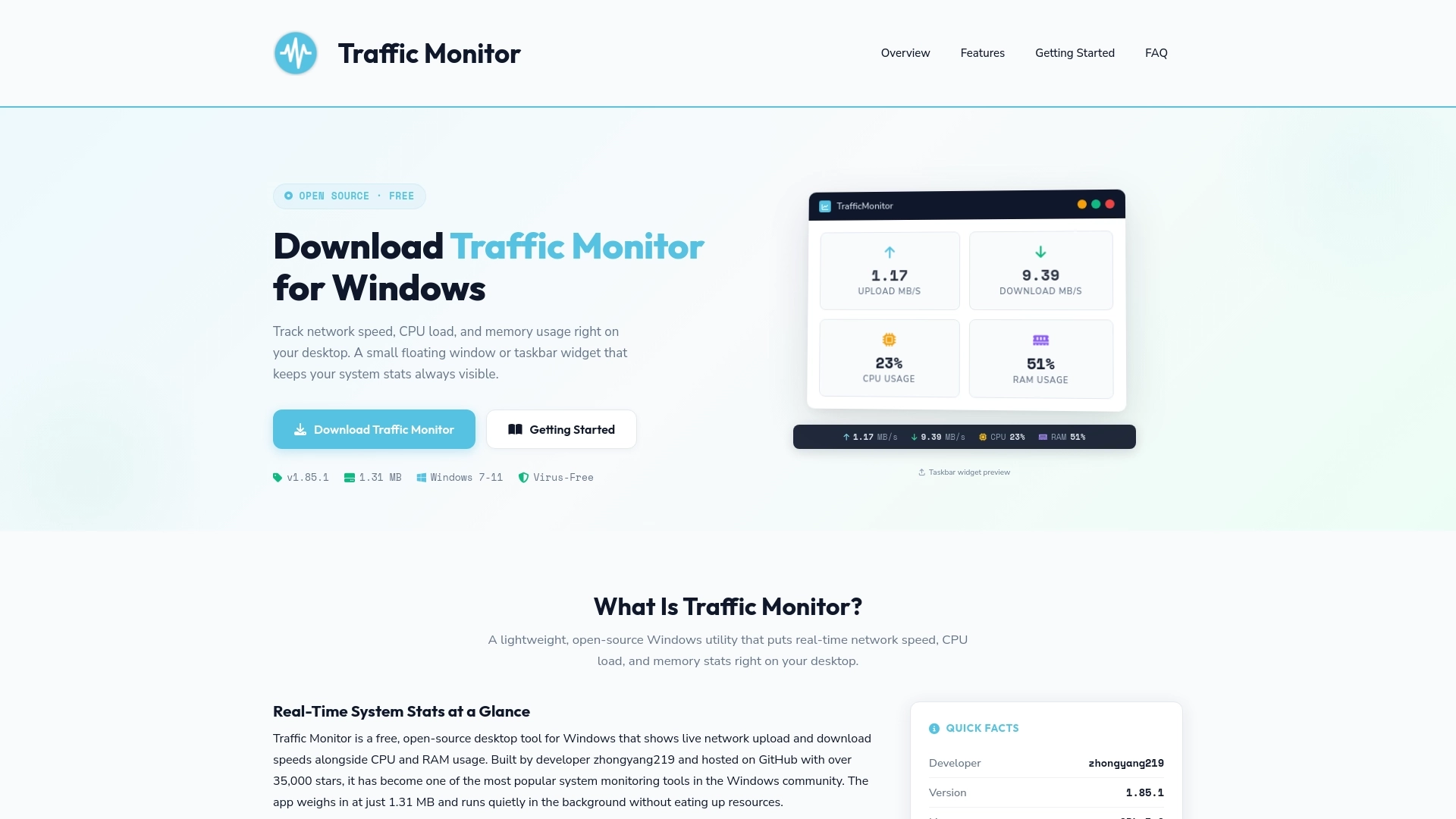 Traffic Monitor website screenshot