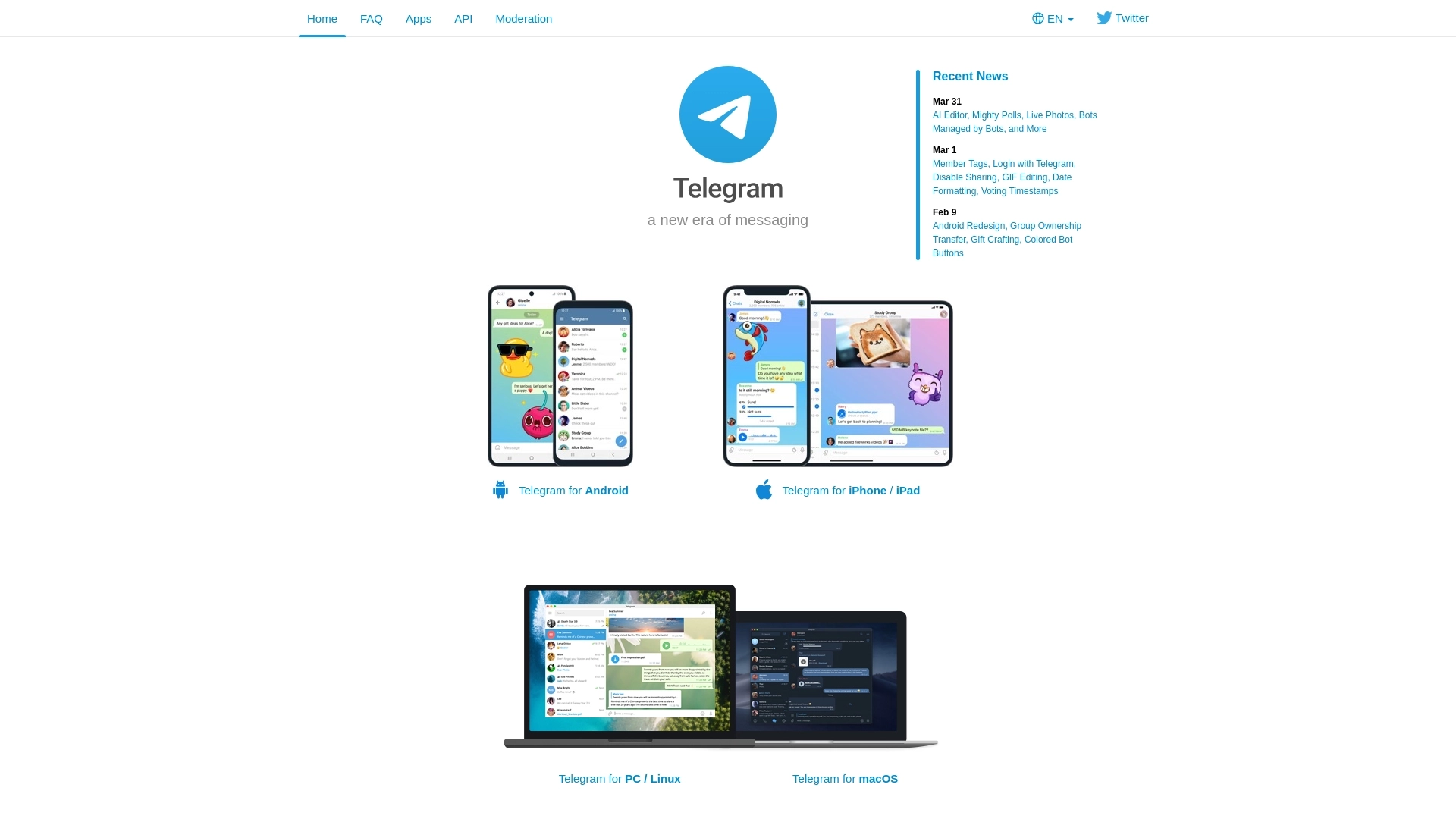Telegram website screenshot