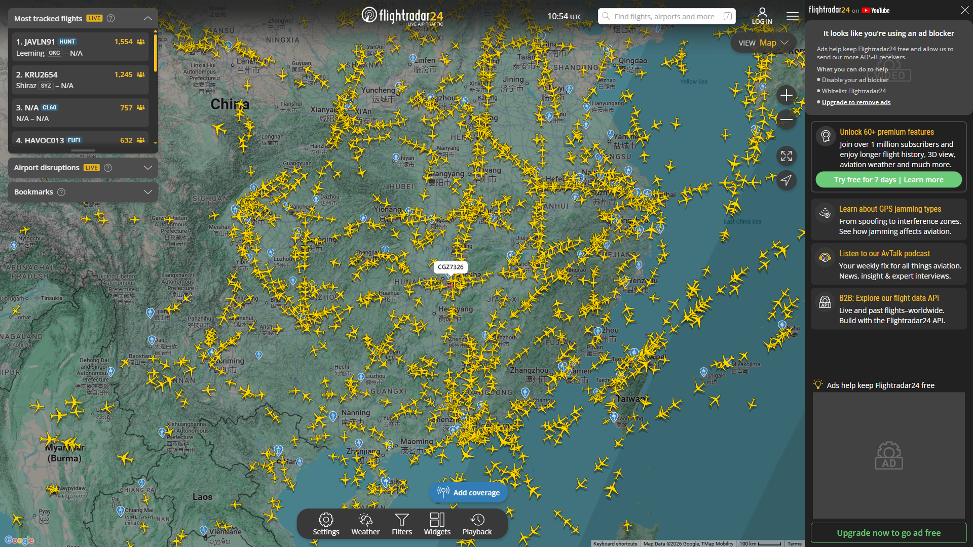 Flightradar24 website screenshot