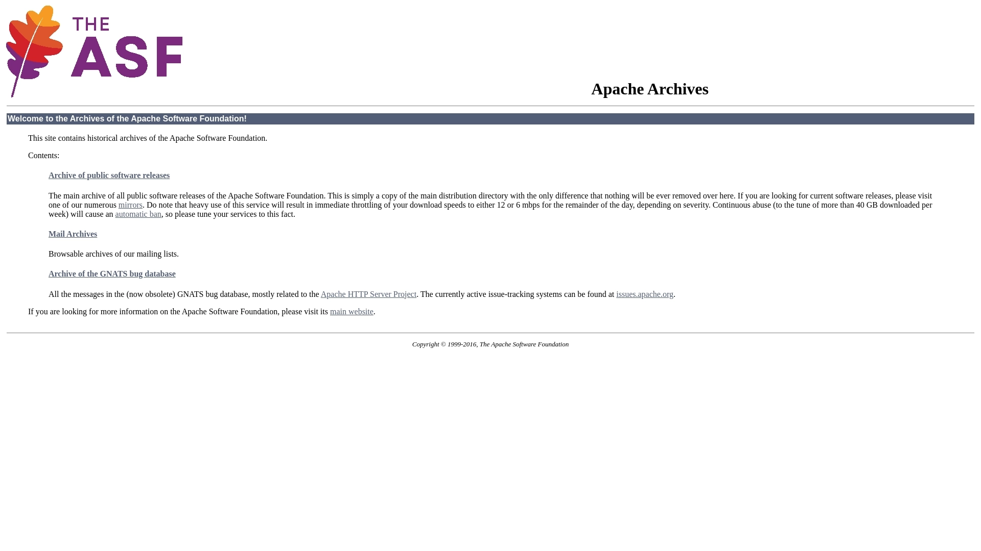 Apache Archive 网站截图