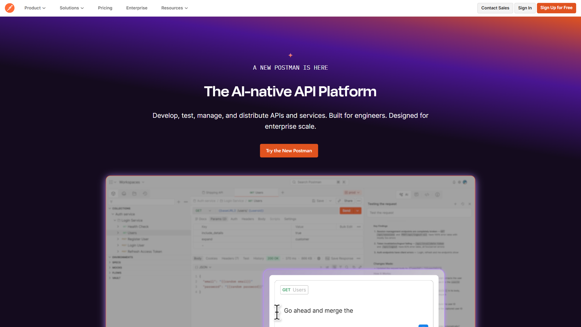 Postman website screenshot