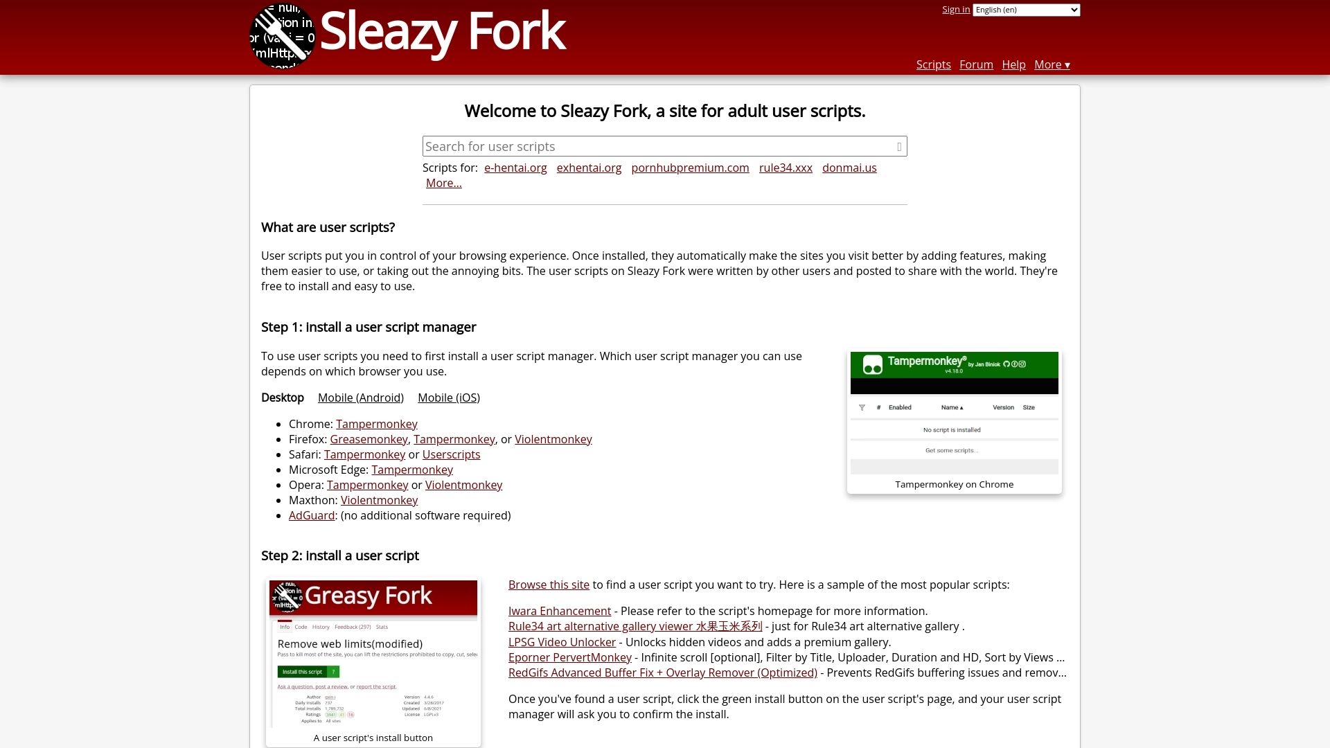 SleazyFork website screenshot
