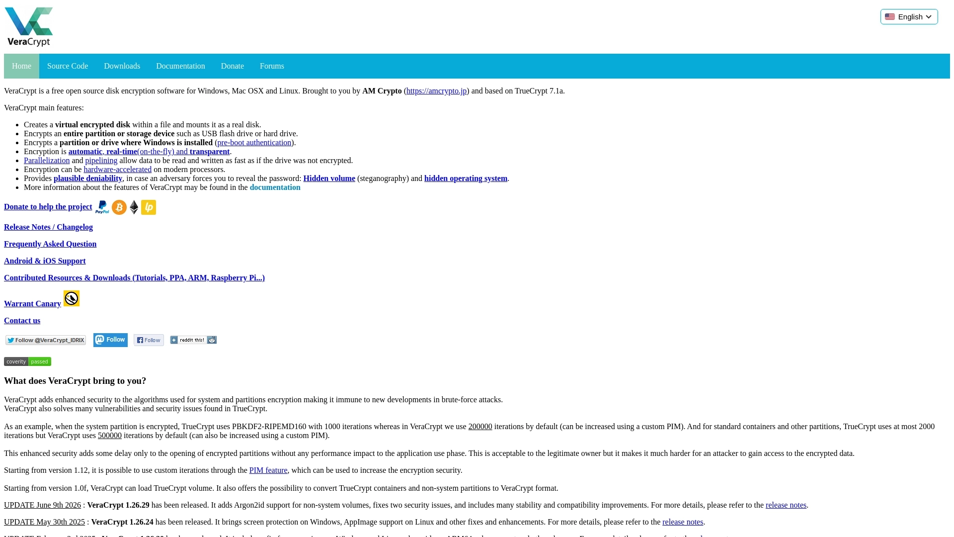 VeraCrypt 网站截图