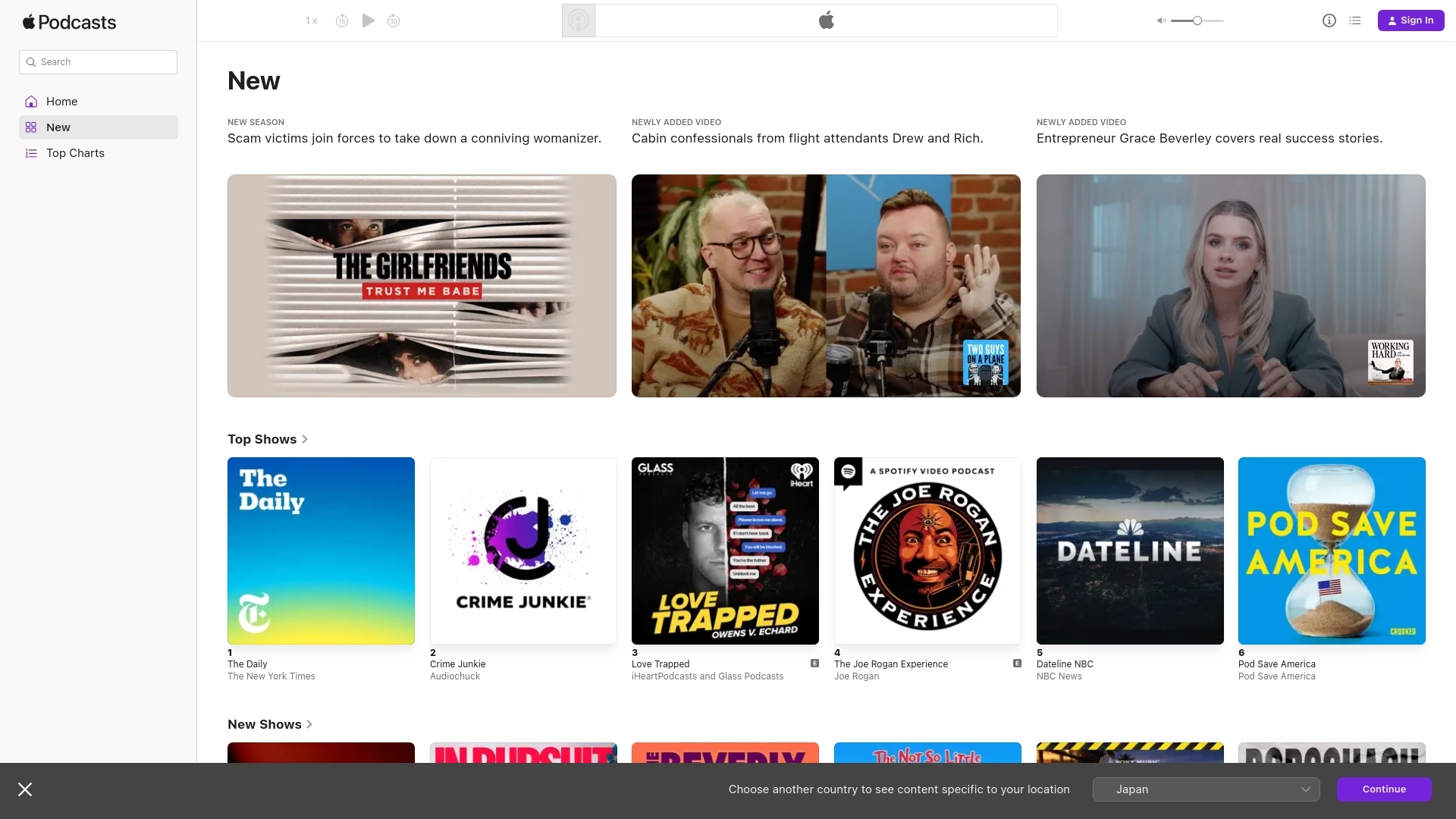 Apple Podcasts website screenshot