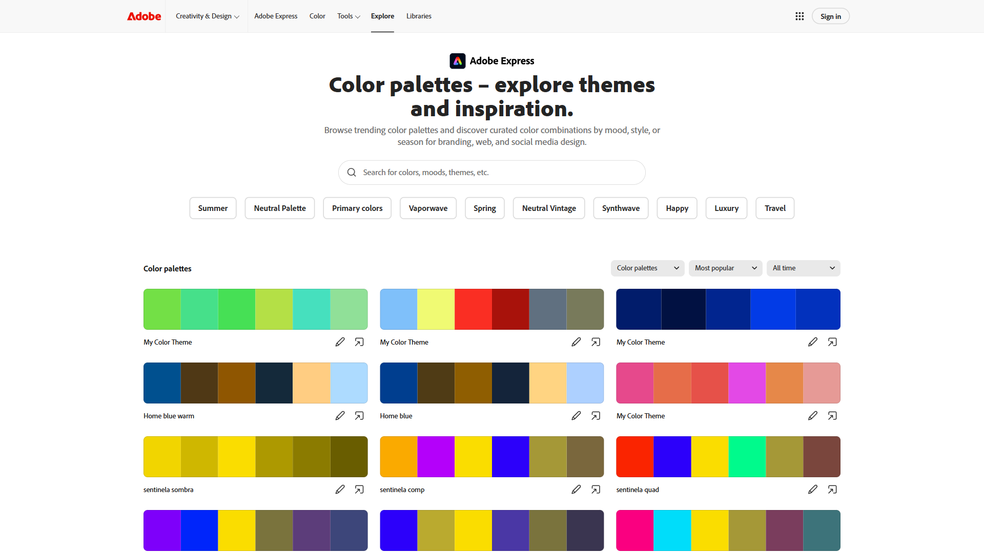 Adobe Color 网站截图