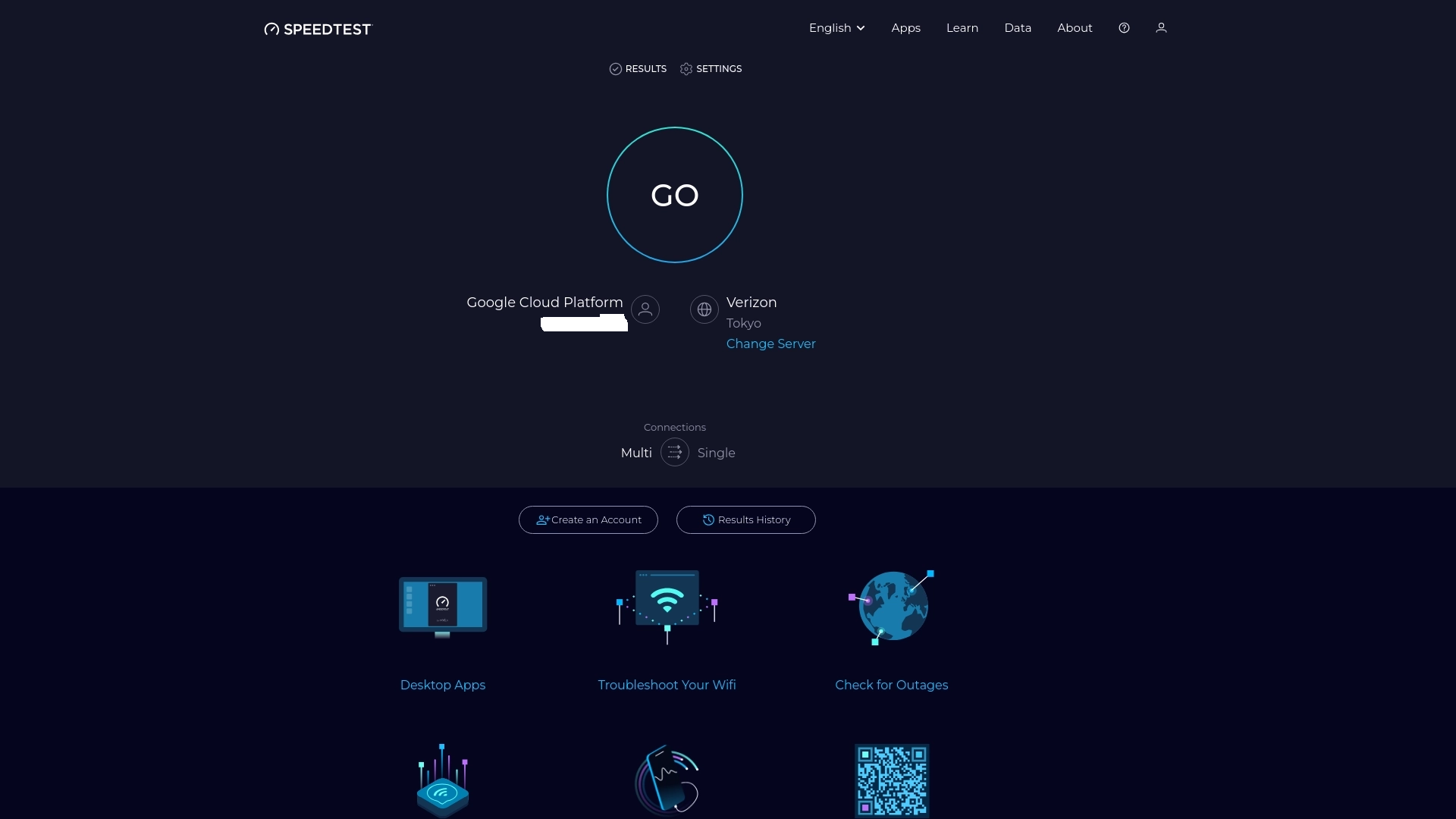 Speedtest.net website screenshot