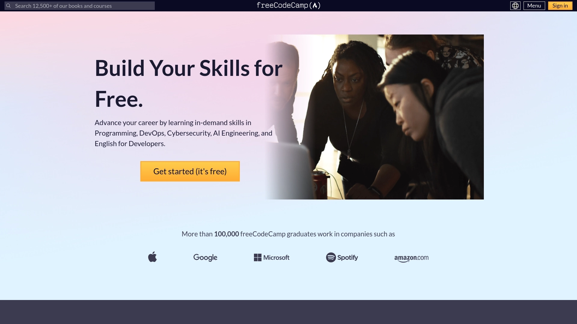 freeCodeCamp website screenshot