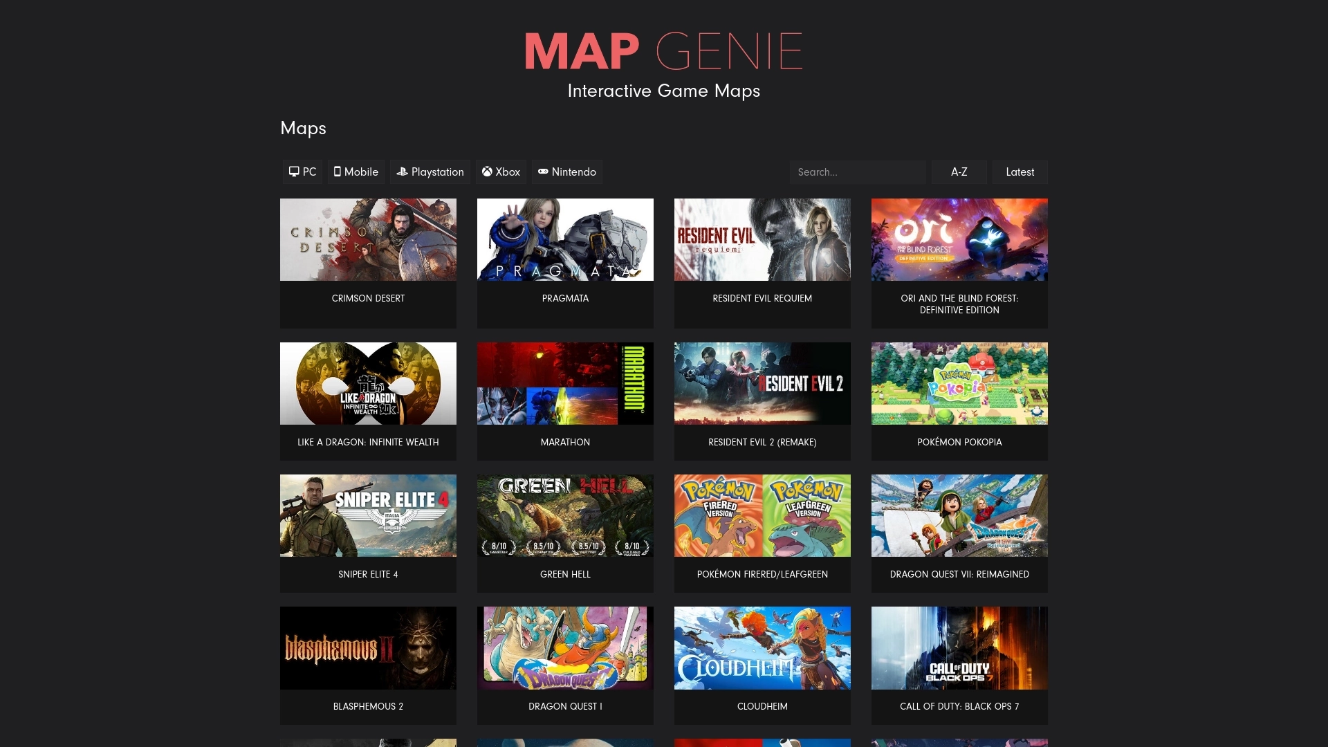 MapGenie website screenshot