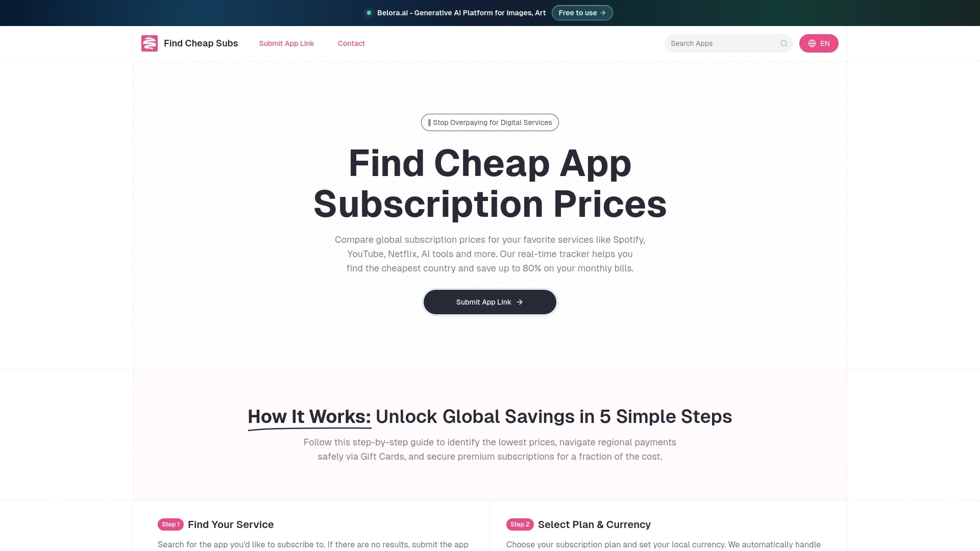 Find Cheap Subs website screenshot