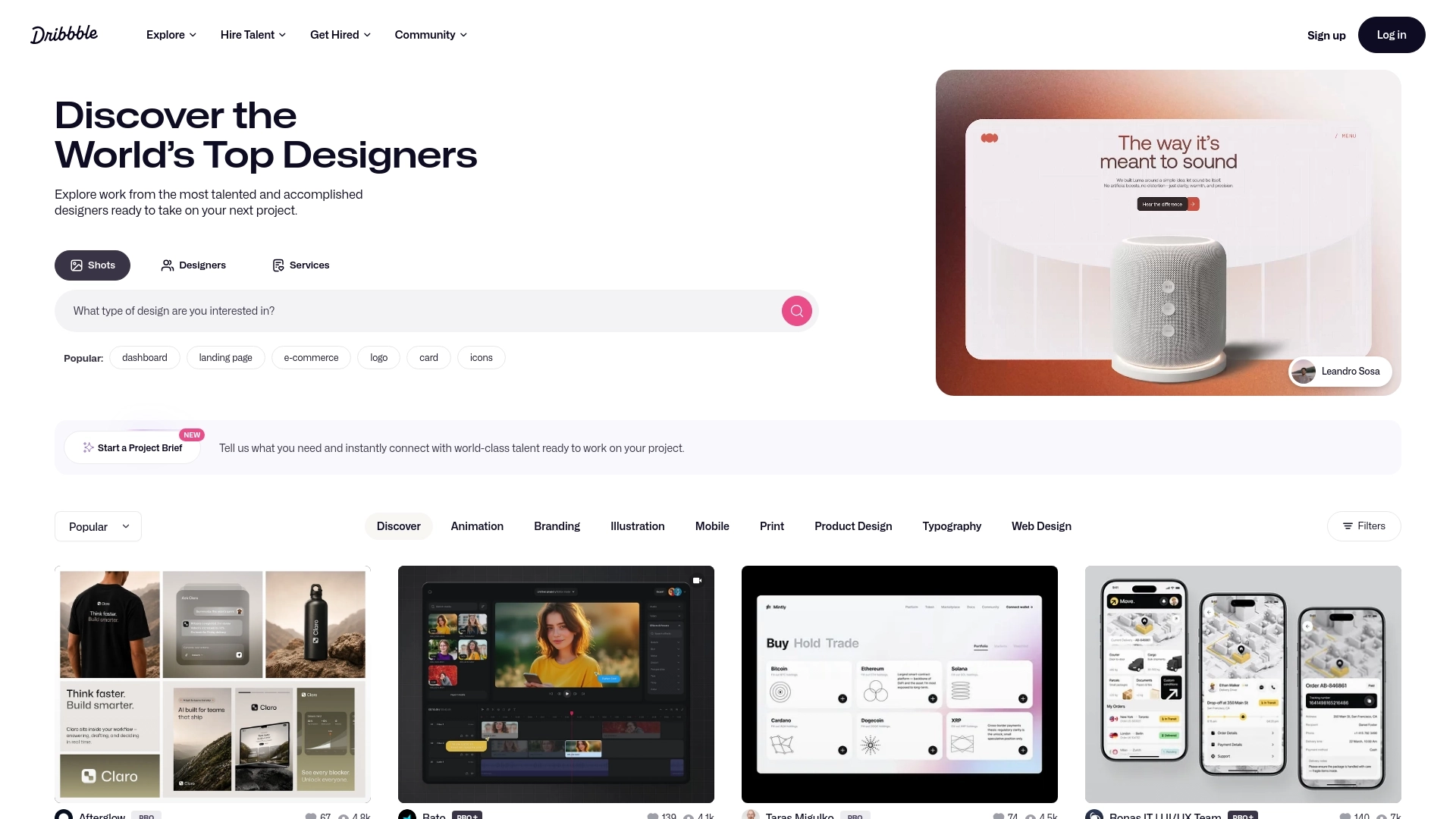 Dribbble 网站截图