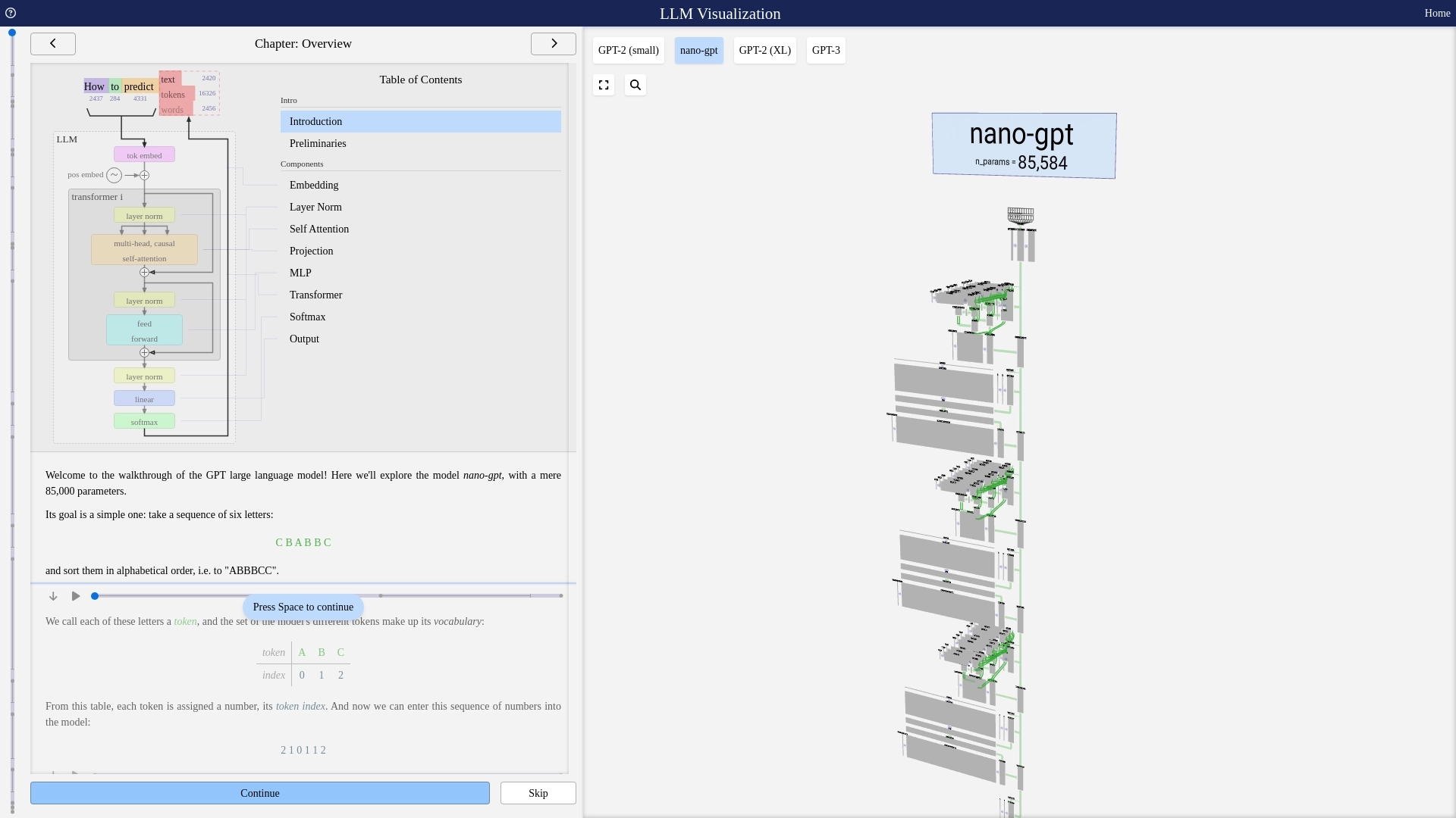LLM Visualization website screenshot