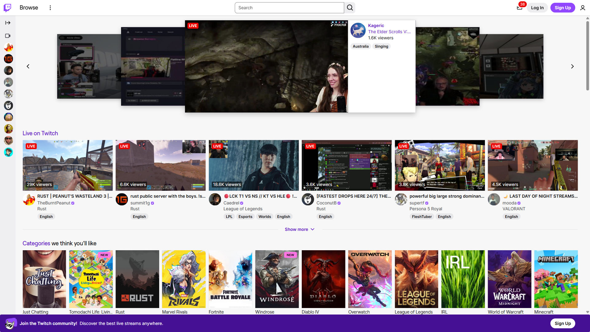 Twitch website screenshot