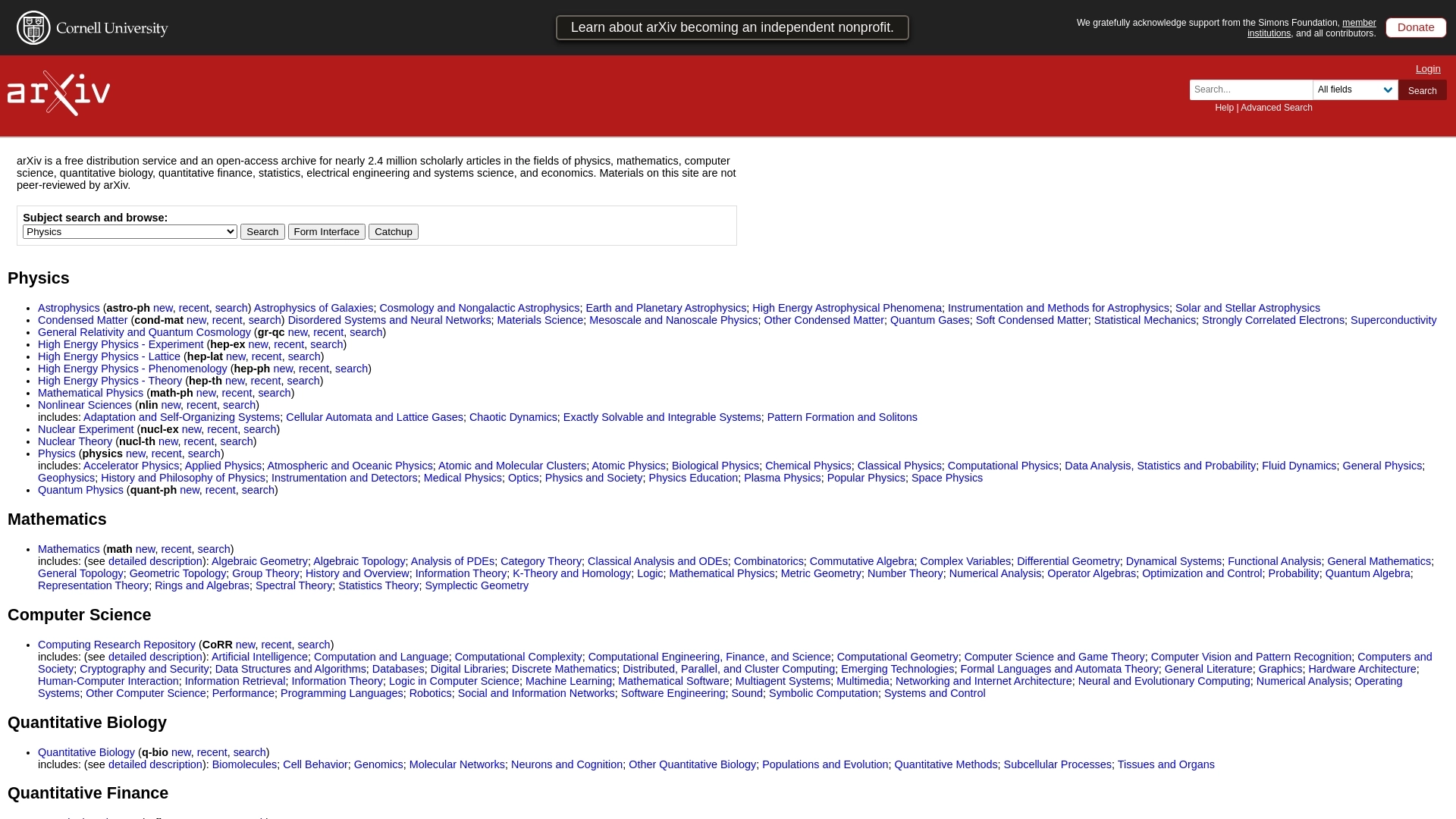 arXiv 网站截图