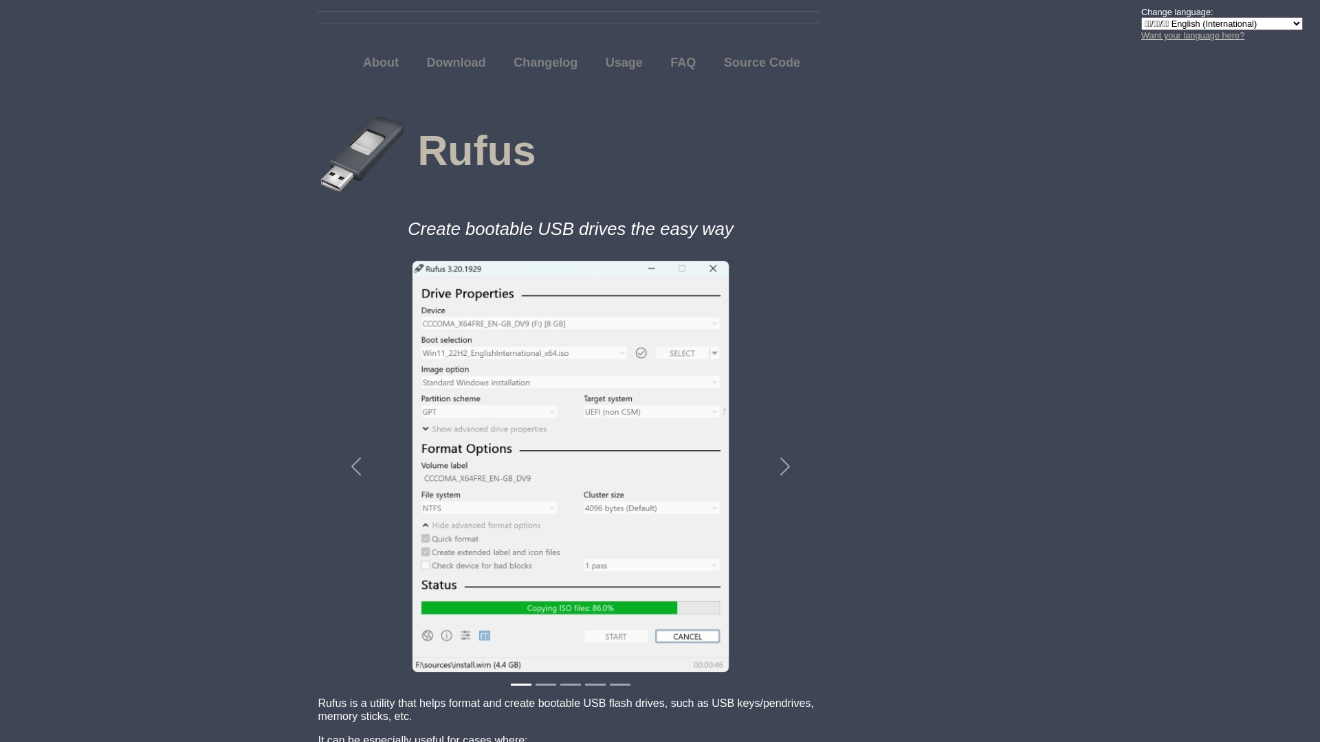 Rufus website screenshot
