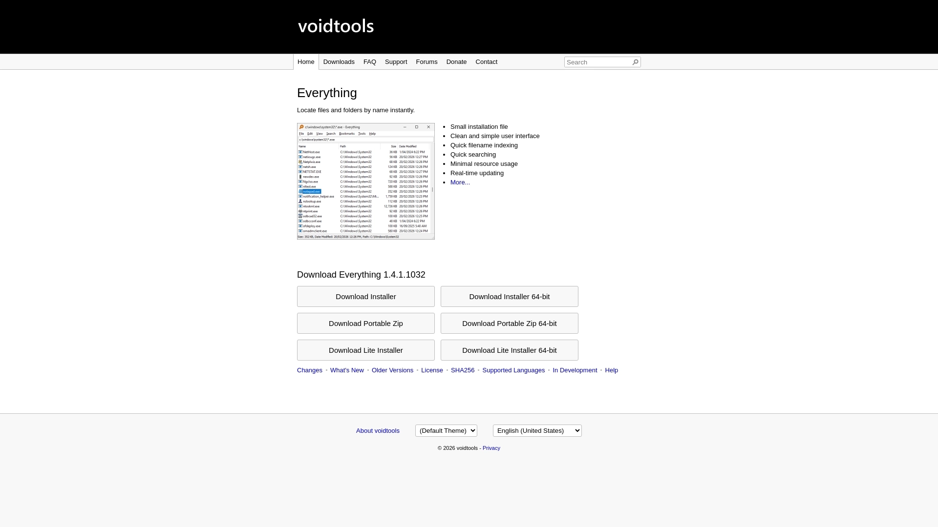 Everything website screenshot