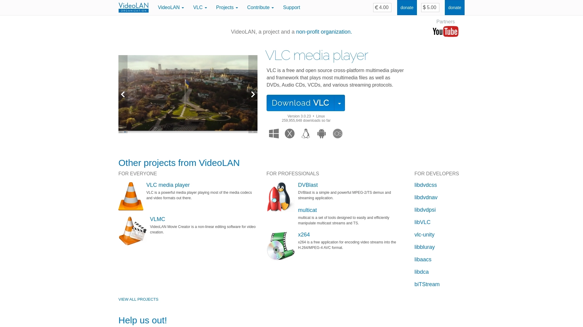 VLC 网站截图