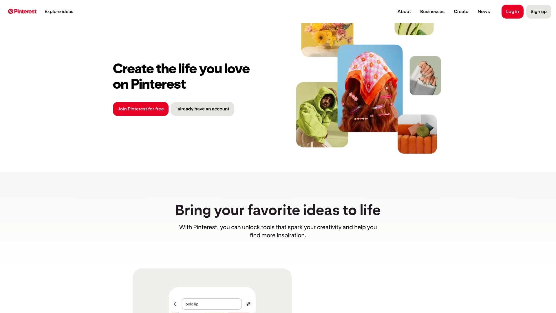 Pinterest website screenshot
