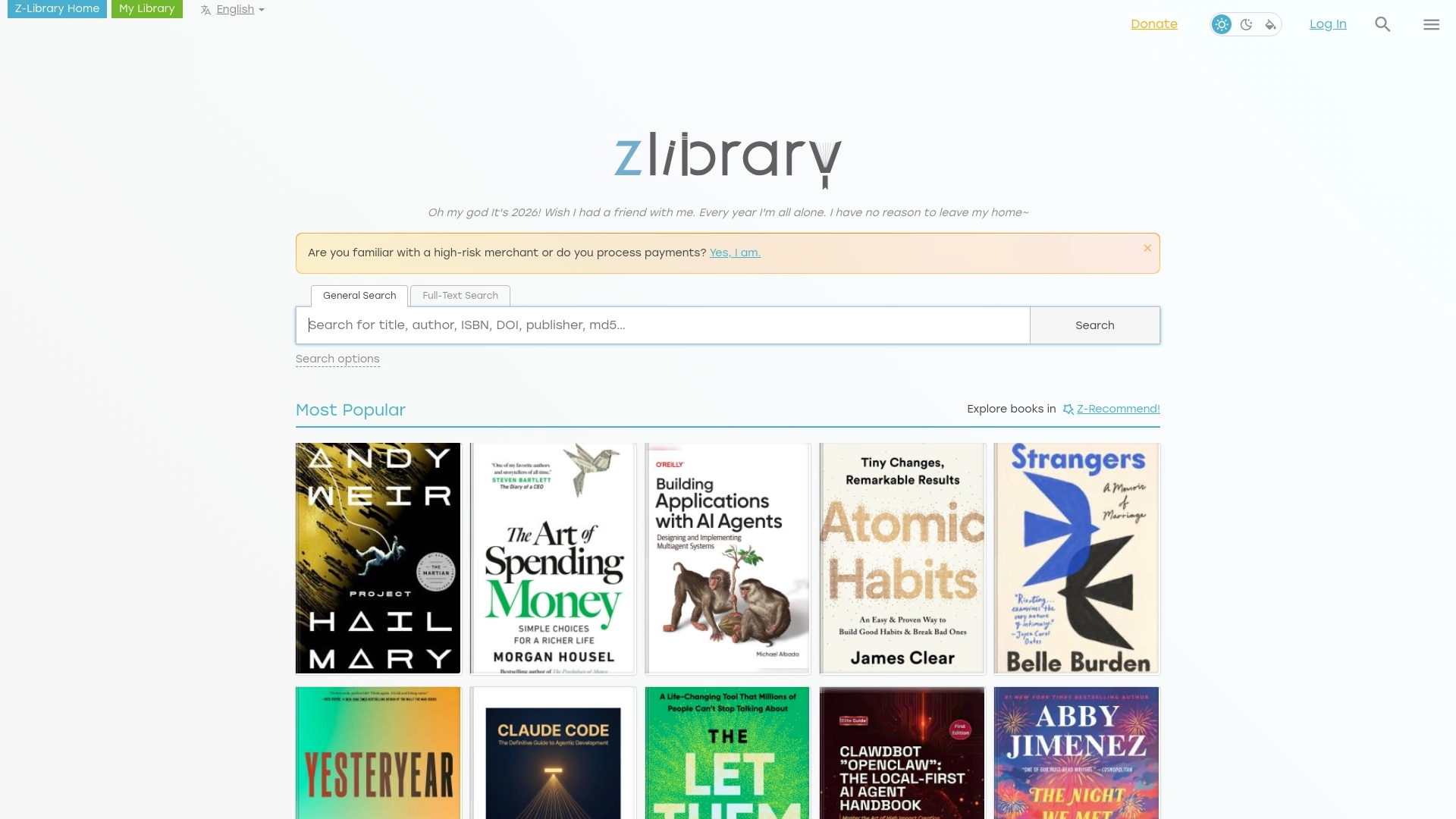 Z-Library 网站截图