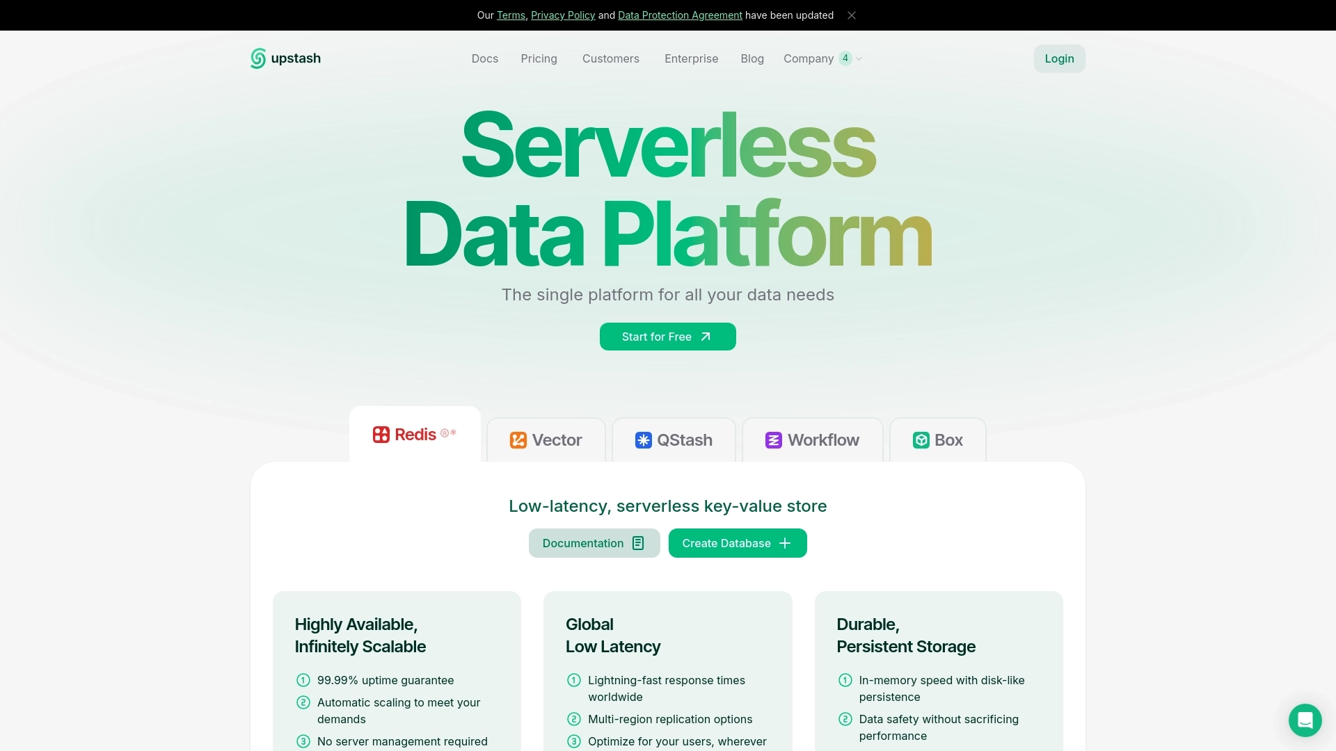 Upstash website screenshot