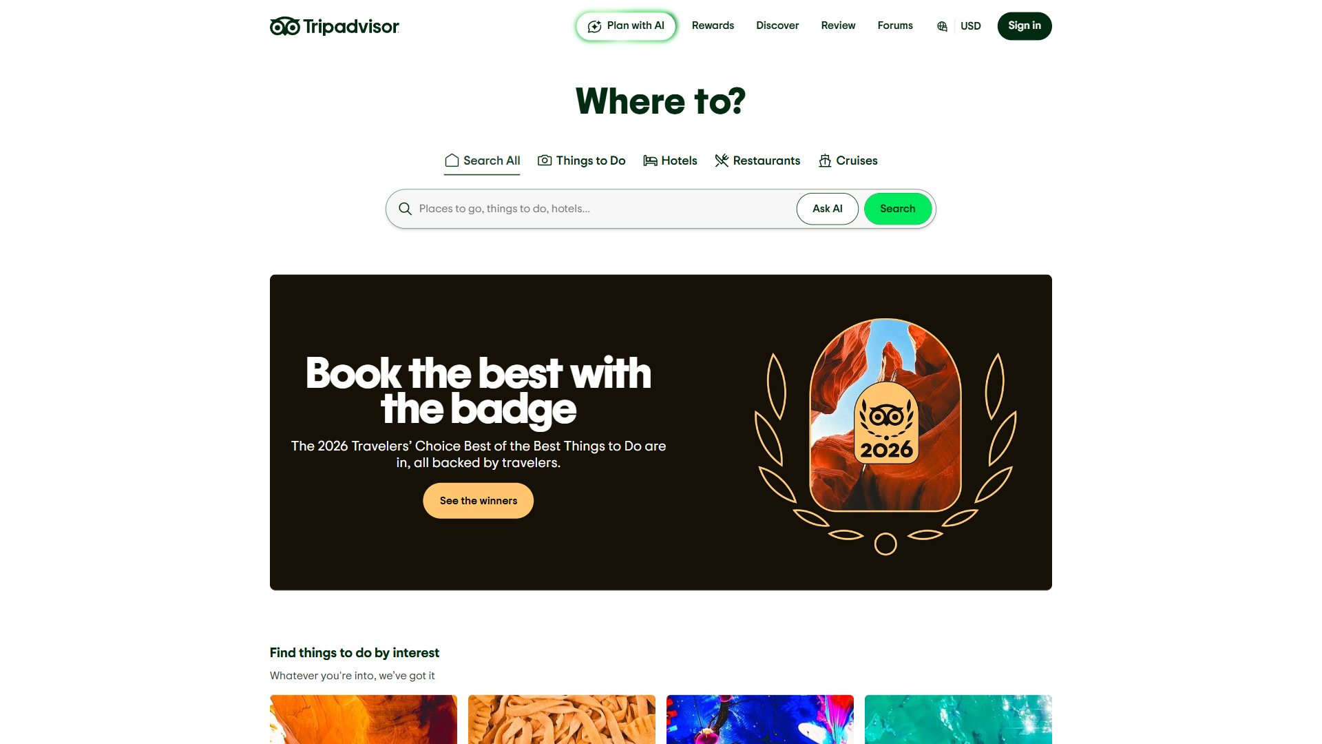 Tripadvisor website screenshot