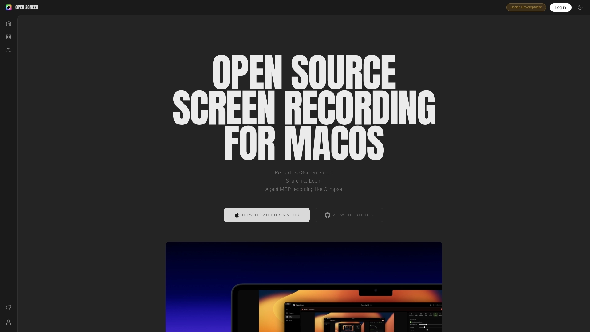 Open Screen website screenshot
