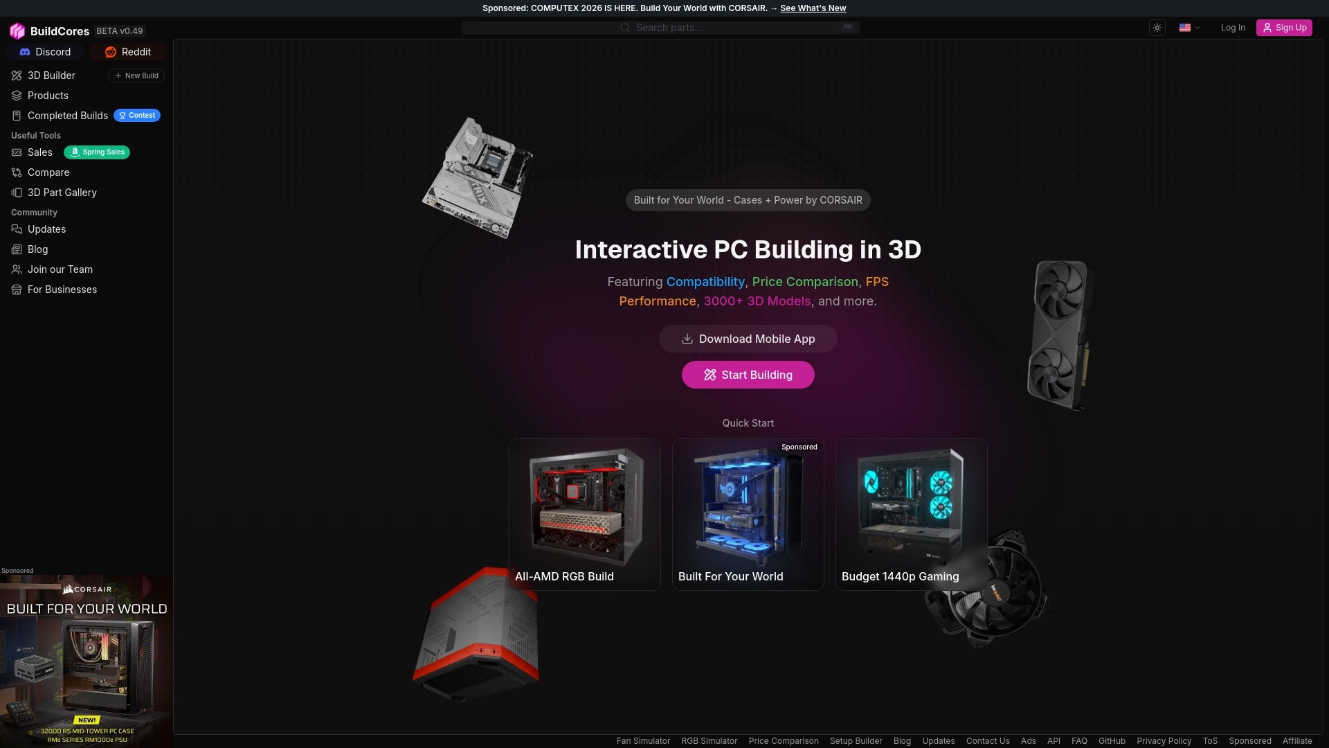 BuildCores website screenshot