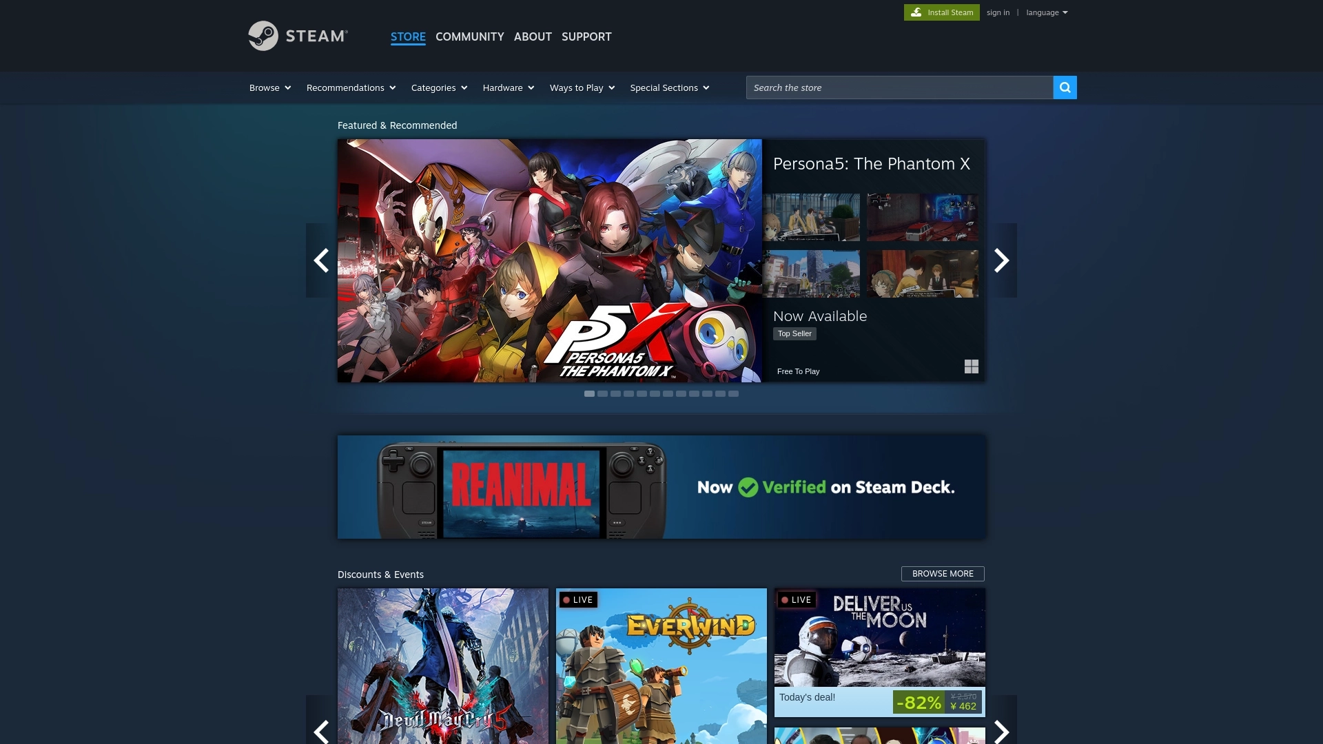 Steam website screenshot