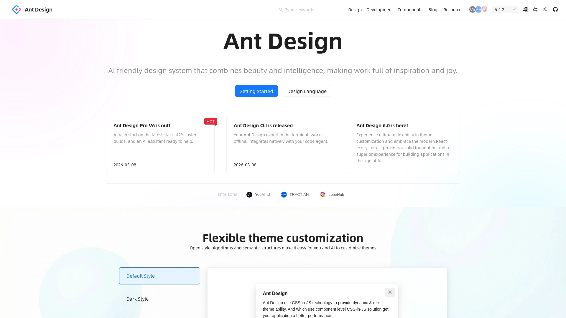 Ant Design website screenshot