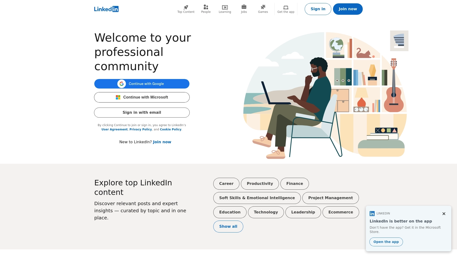 LinkedIn website screenshot