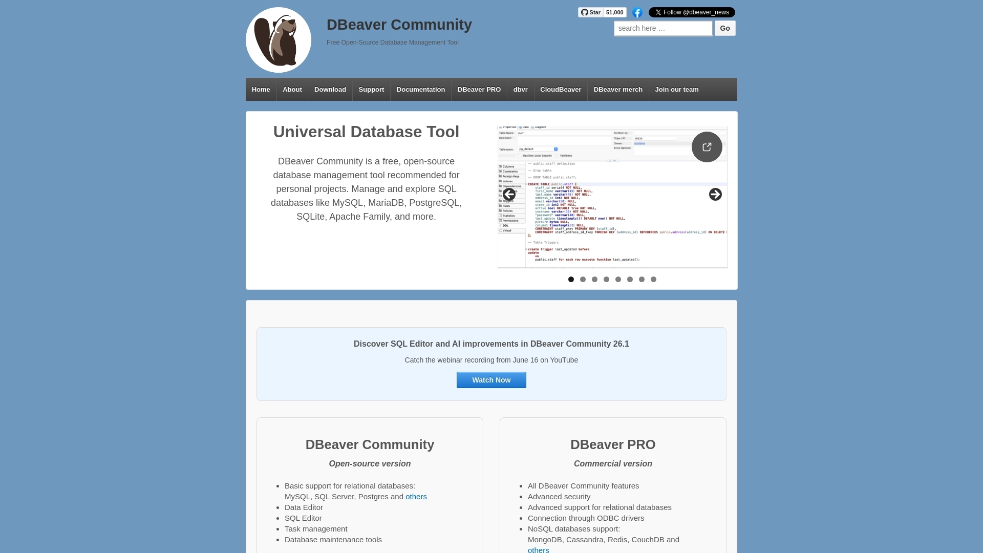 DBeaver 网站截图