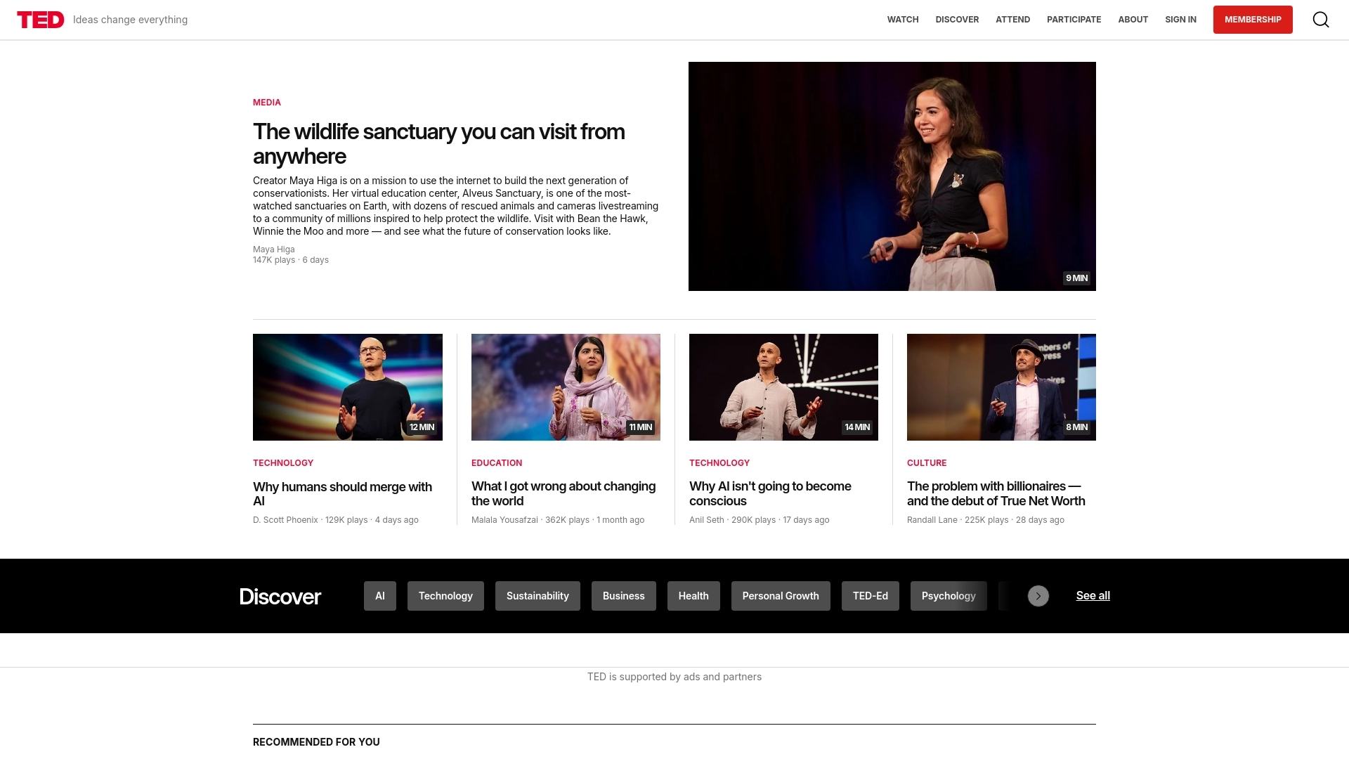 TED website screenshot
