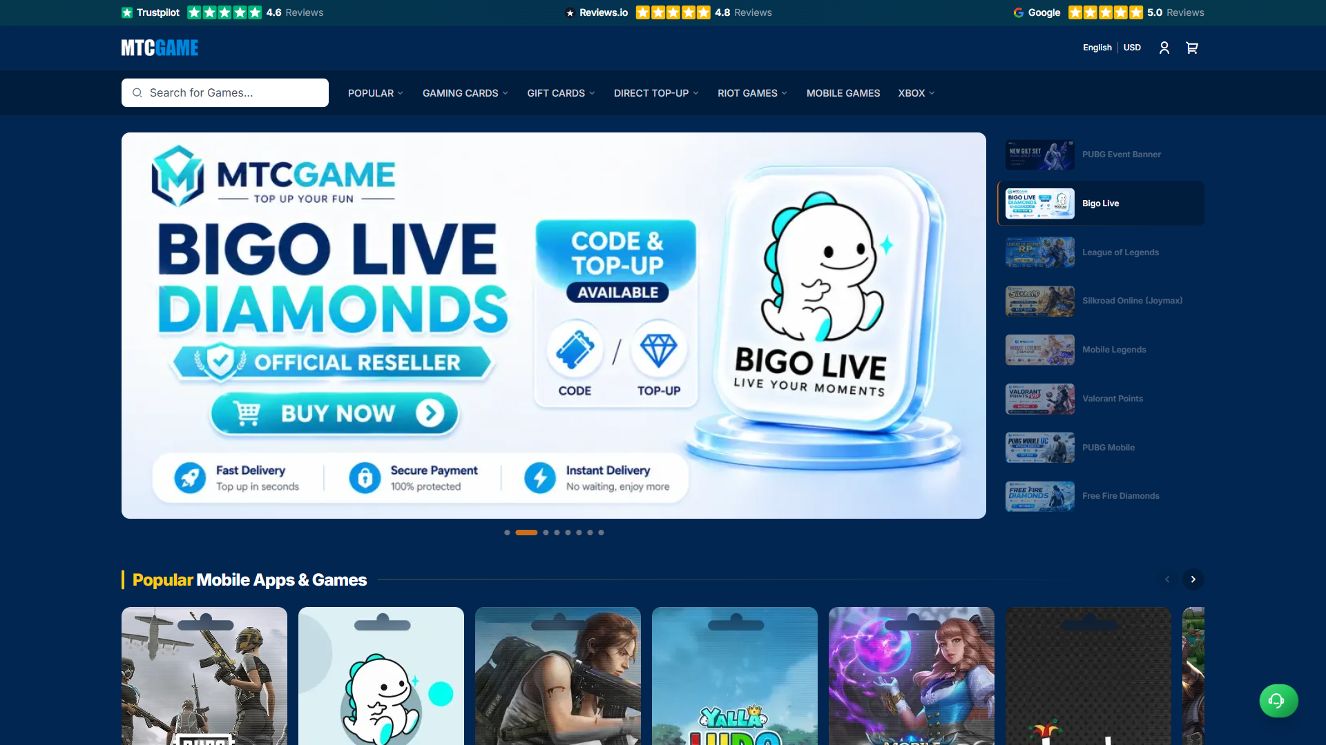MTCGame 网站截图