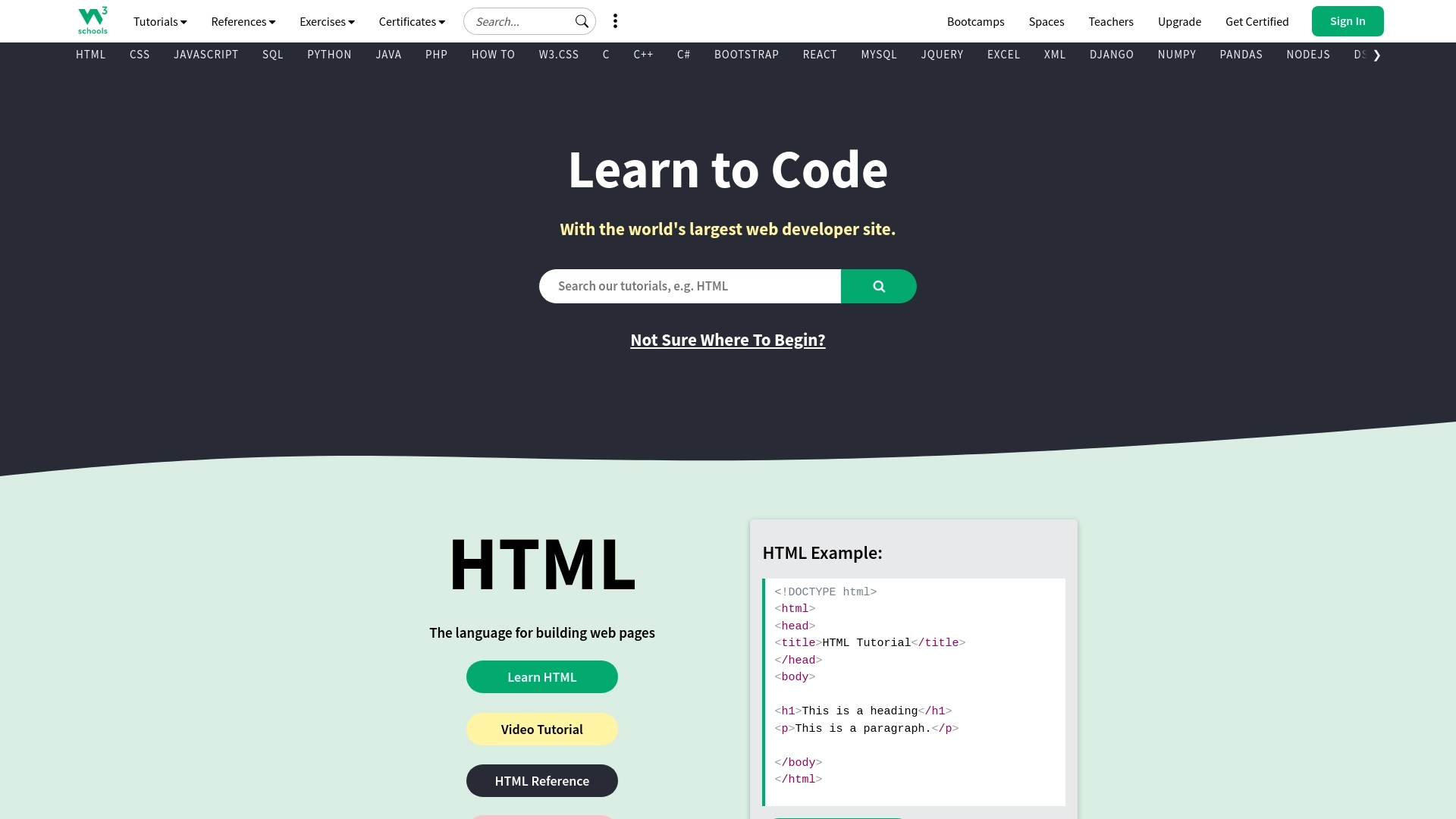W3Schools website screenshot