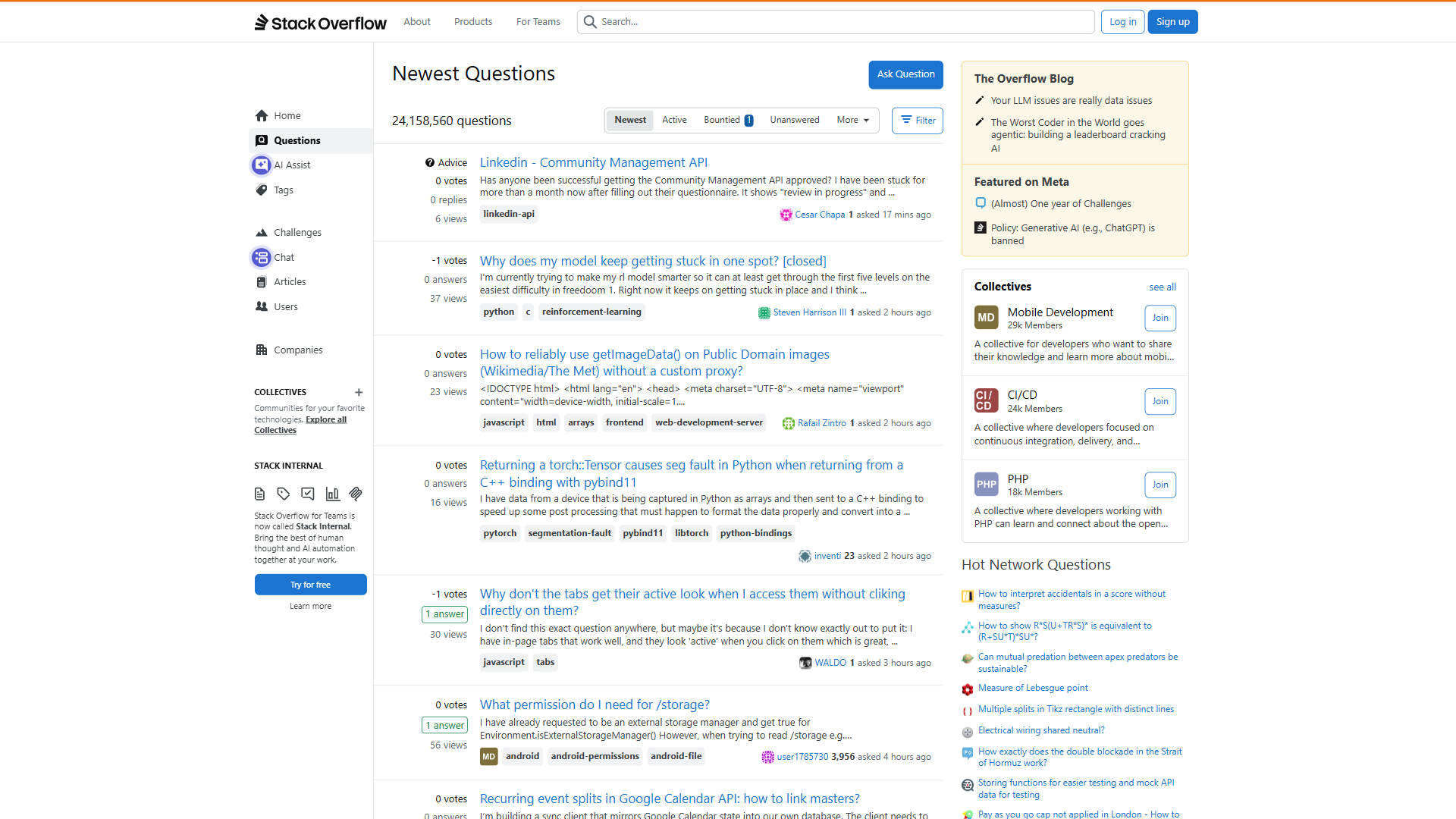 Stack Overflow website screenshot