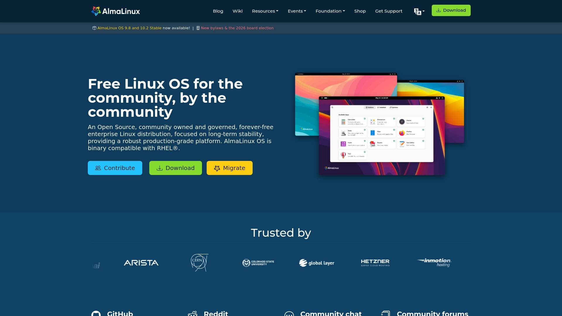 AlmaLinux 网站截图