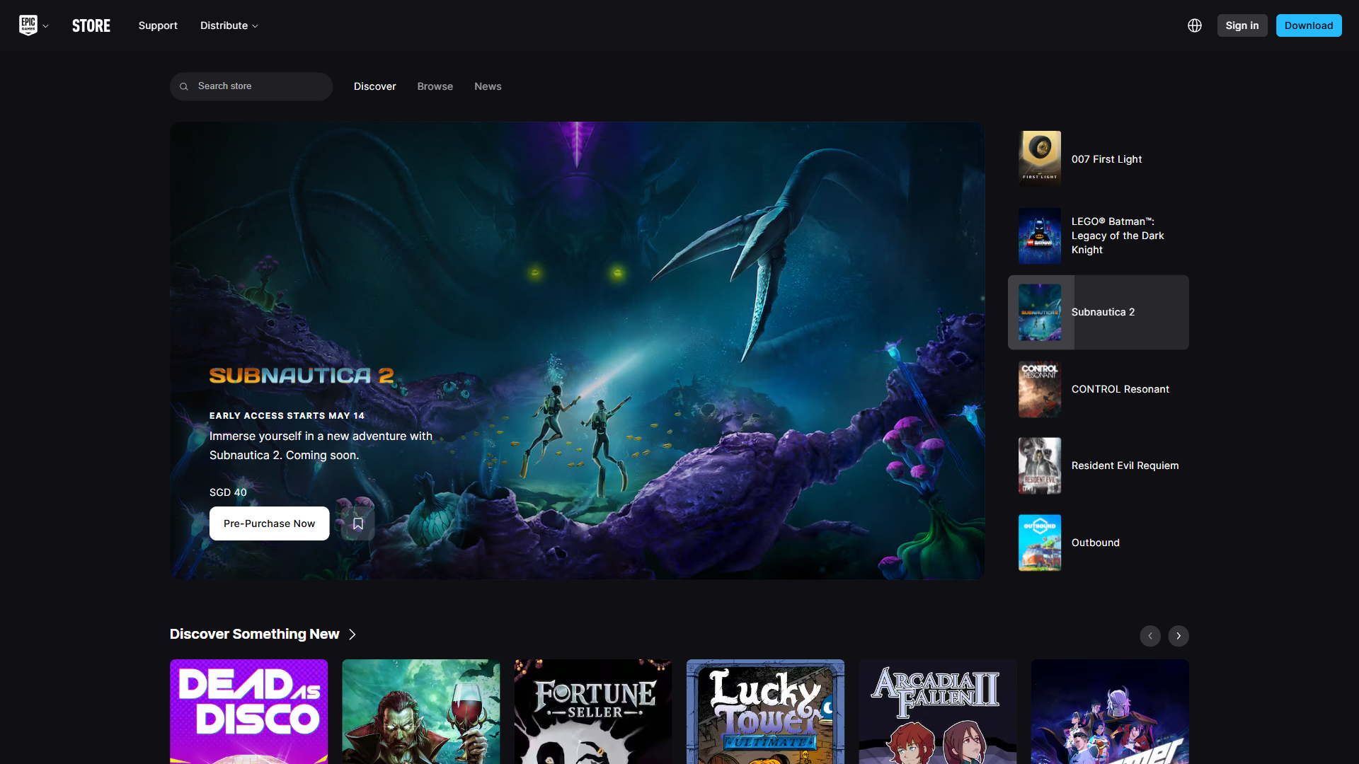 Epic Games Store website screenshot