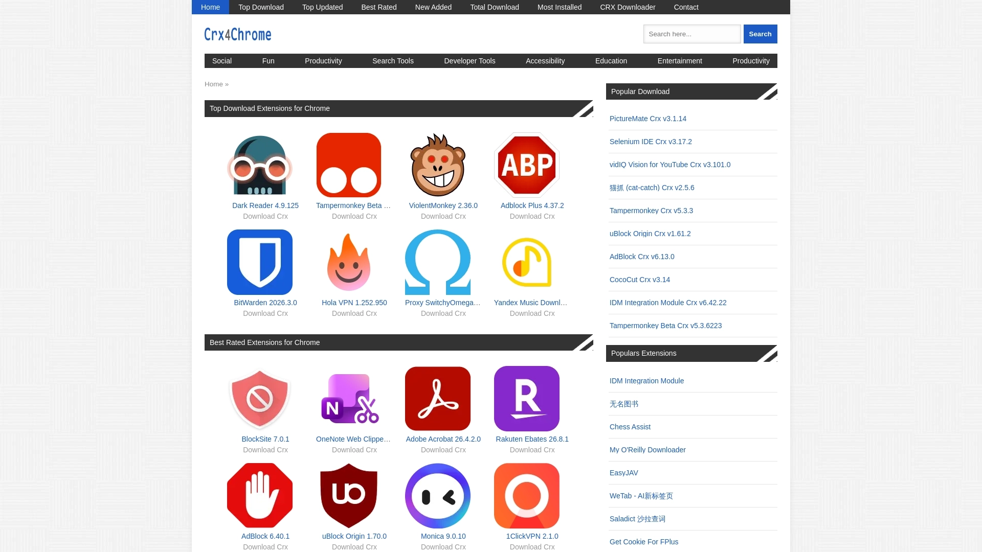 Crx4Chrome website screenshot