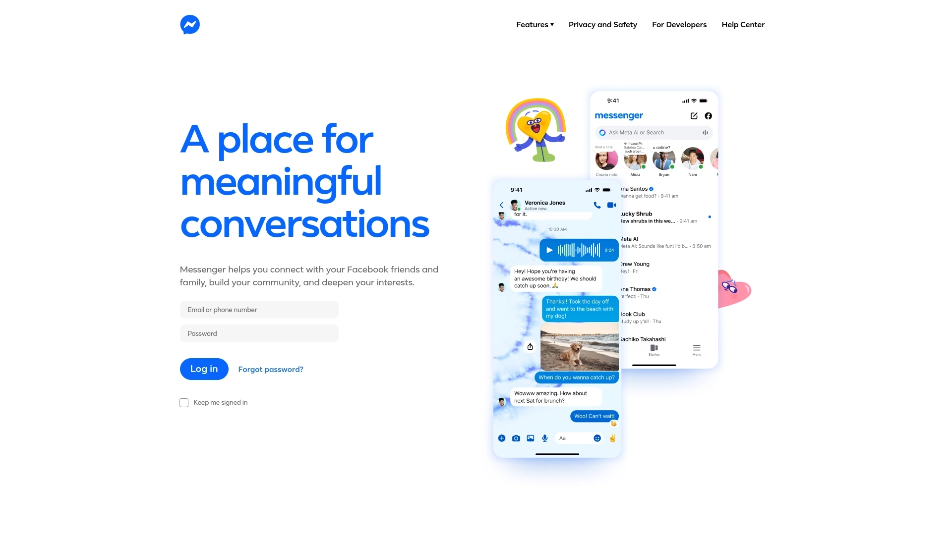 Messenger website screenshot