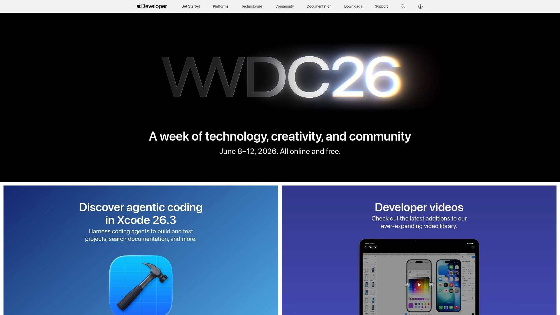 Apple Developer website screenshot