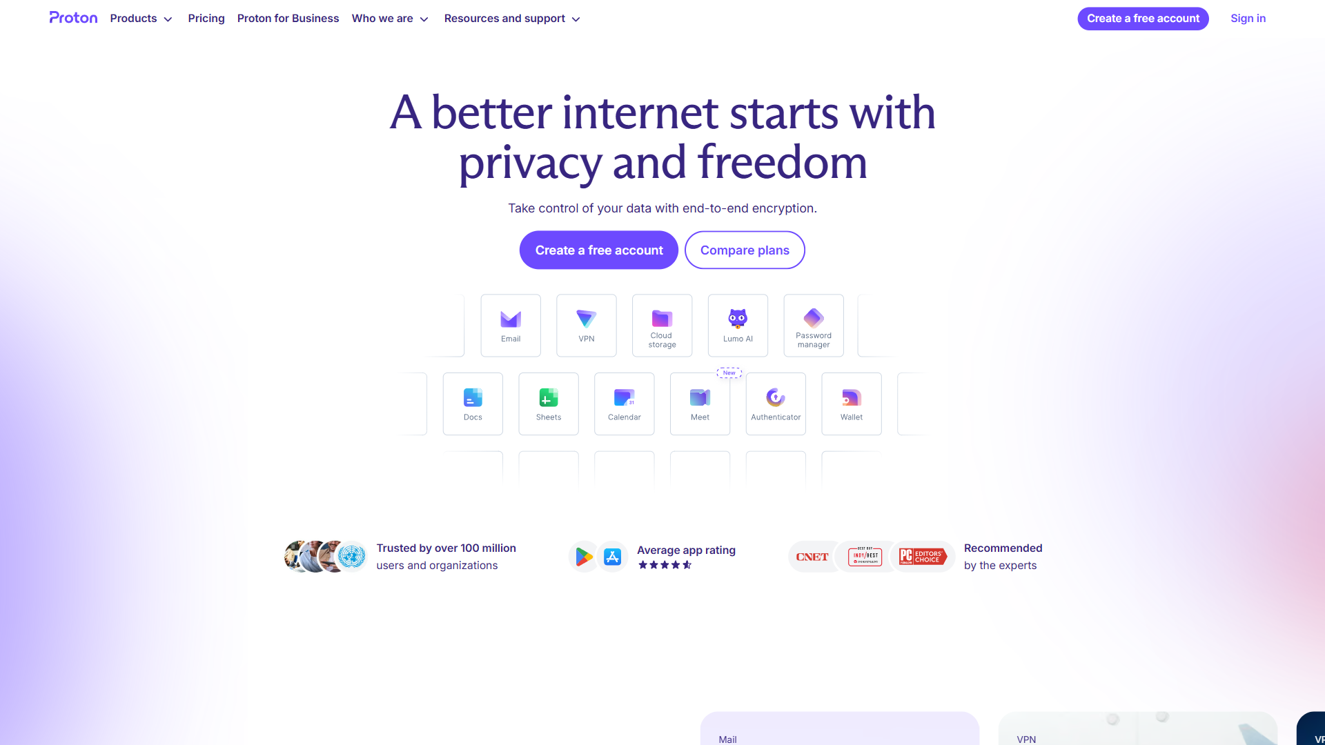 Proton Mail website screenshot