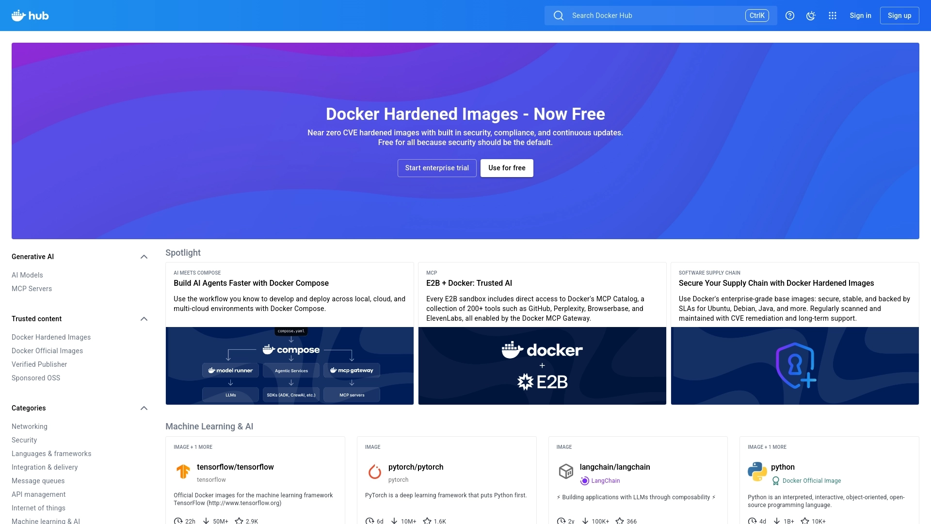 Docker Hub website screenshot