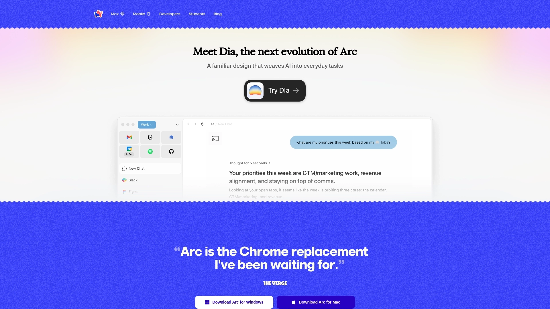 Arc 网站截图