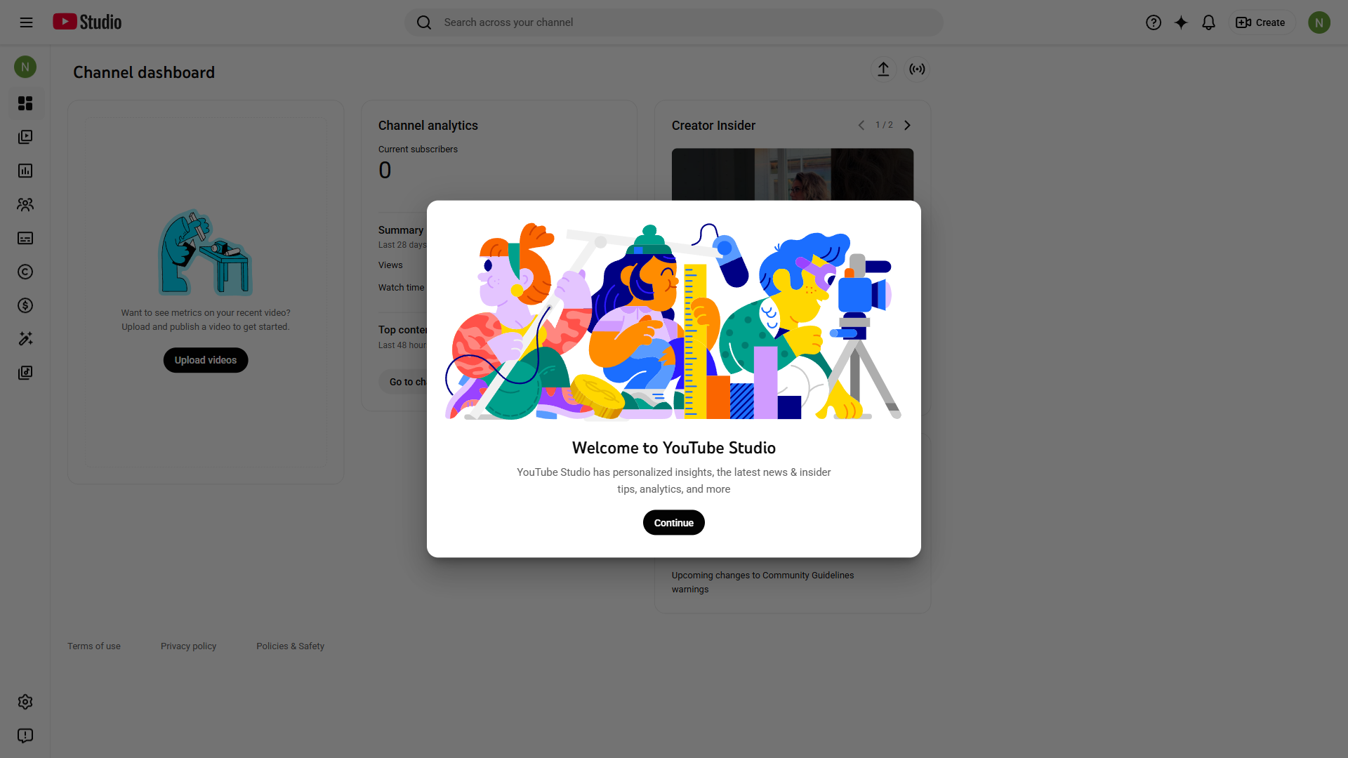 YouTube Studio website screenshot
