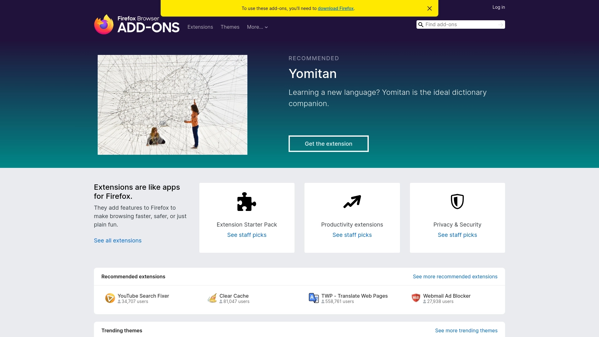 Mozilla Add-ons website screenshot