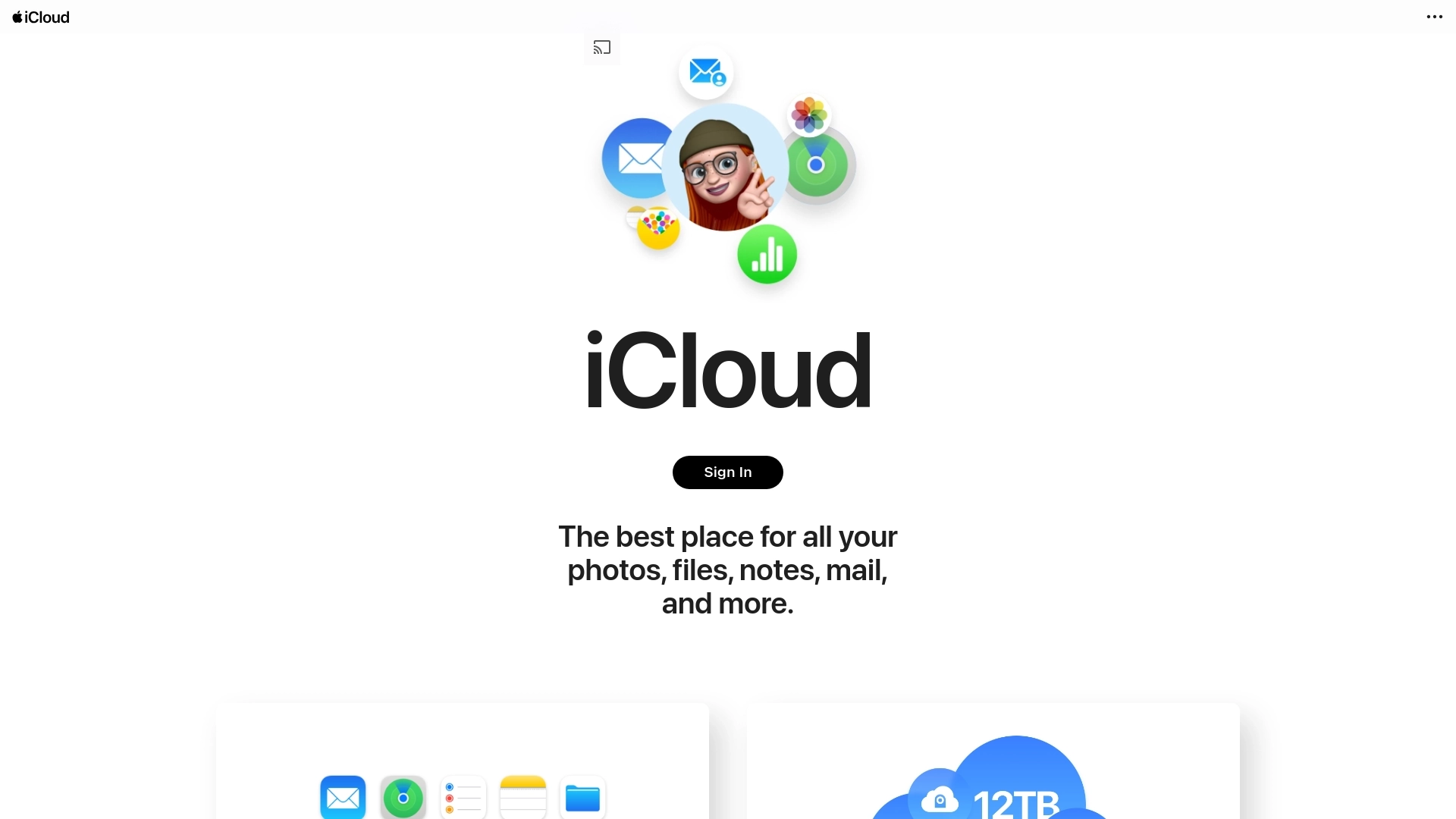 iCloud website screenshot