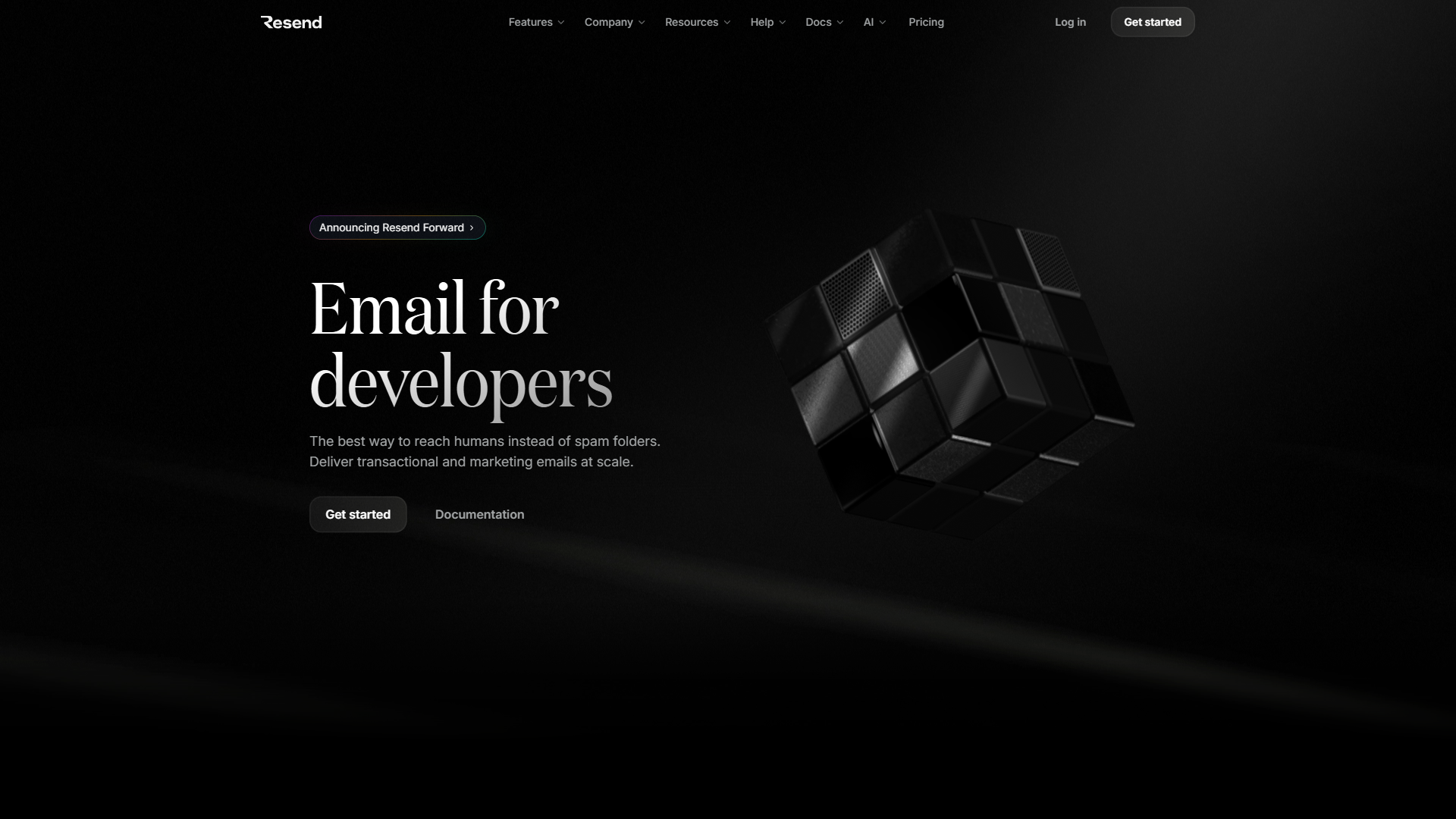 Resend website screenshot